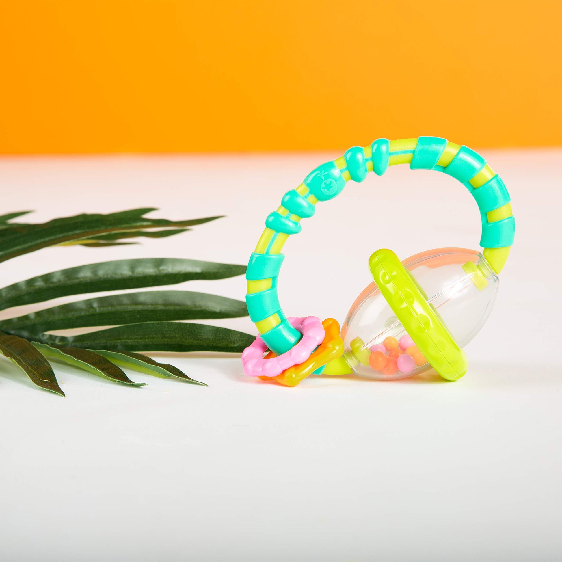 Bright Starts Grab & Spin Baby Rattle & BPA-Free Teether Toy, Ages 3 Months+