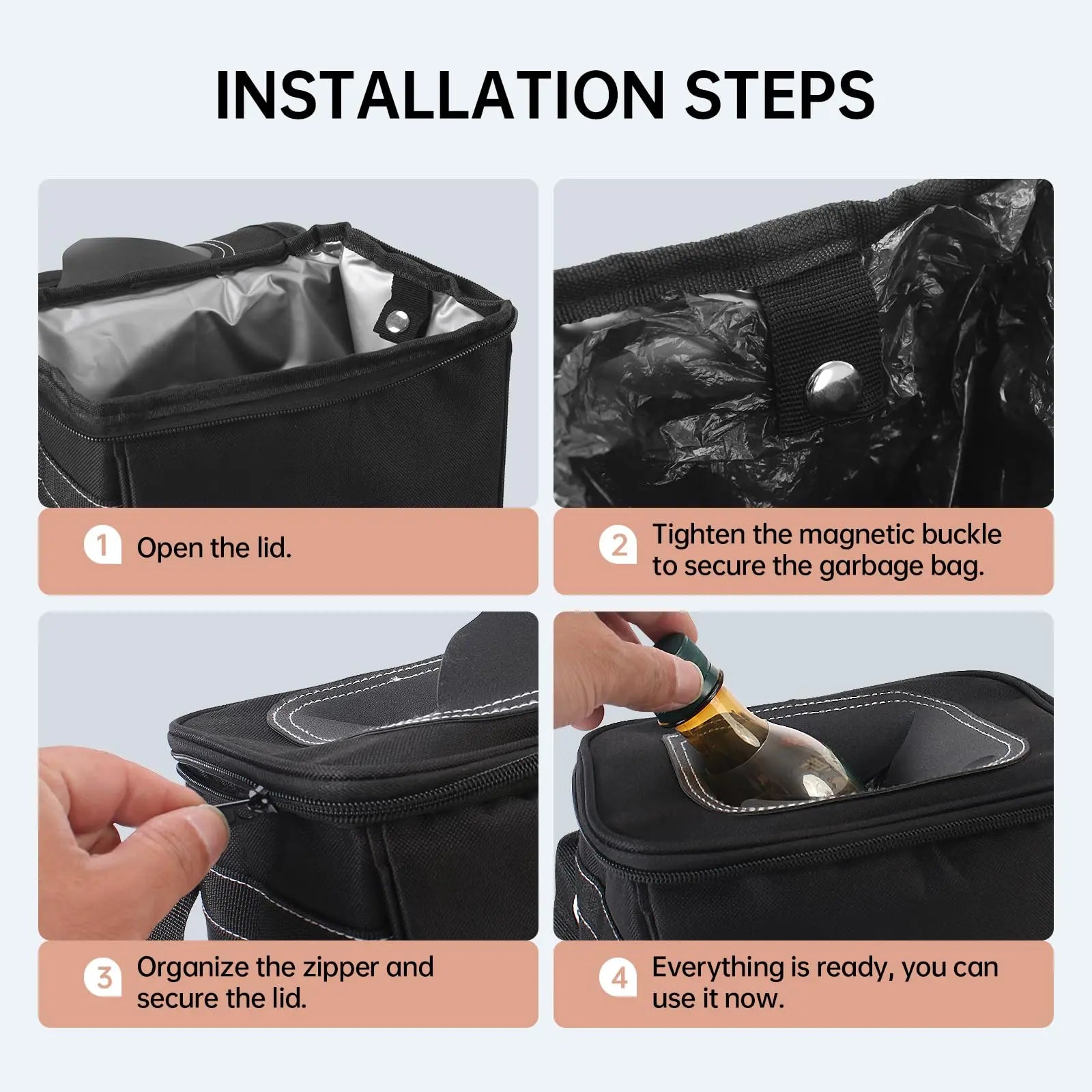 Car Trash Can Bags (5-Pack) total 75 bags- For Car
