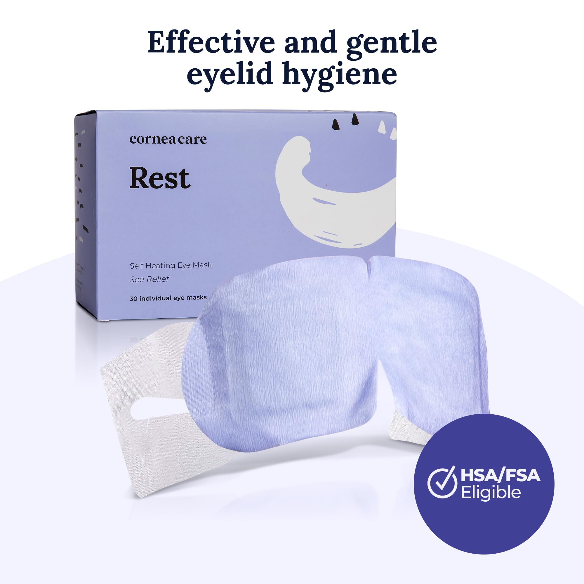 CorneaCare Rest: Self Heating Warm Compress for Dry Eyes | Heated Eye Mask for Fast Relief | No Microwave or Washcloth Needed | Travel Ready | 30 Count