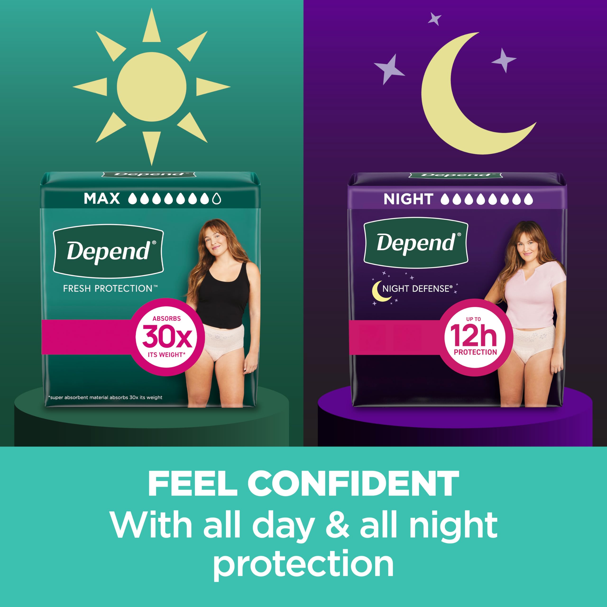 Depend Fresh Protection Adult Incontinence & Postpartum Bladder Leak Underwear for Women, Disposable, Maximum, Medium, Blush, 76 Count (2 Packs of 38), Packaging May Vary