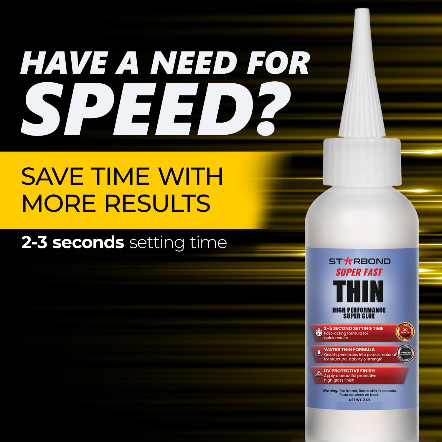 Starbond Super Fast Thin, Premium Instant CA (Cyanoacrylate Adhesive) Super Glue Plus Extra Cap and Microtips, (for Woodturning, Pen Turning, Hobby, Stabilizing, Finish, Inlay) (2 Ounce)