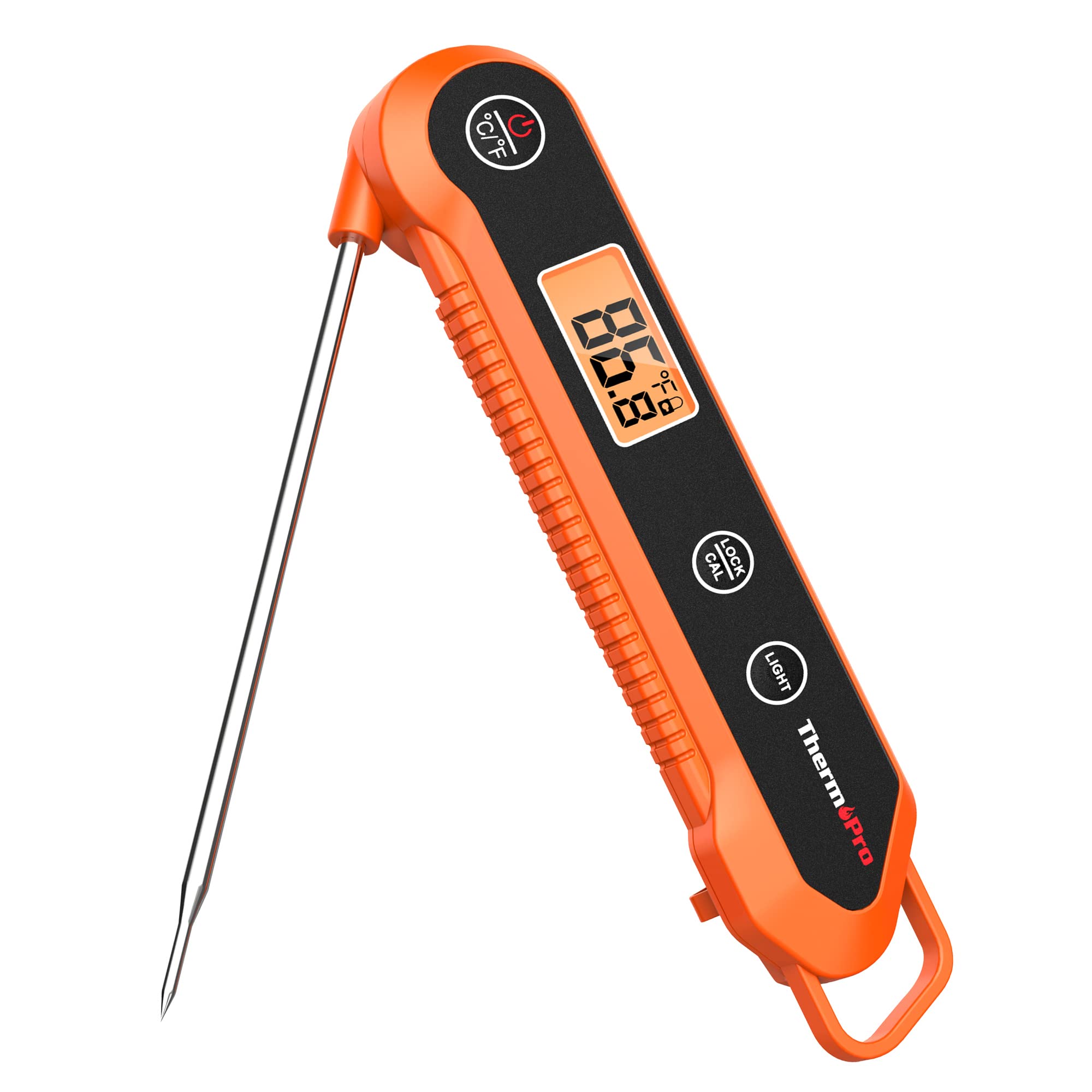 ThermoPro Digitales Fleischthermometer mit Sofortablesung für den Grill Wasserdichtes Küchen-Lebensmittelthermometer mit Kalibrierung & Hintergrundbeleuchtung Smoker Öl Fritteuse Süßigkeiten Thermometer mit Temperaturanzeigen