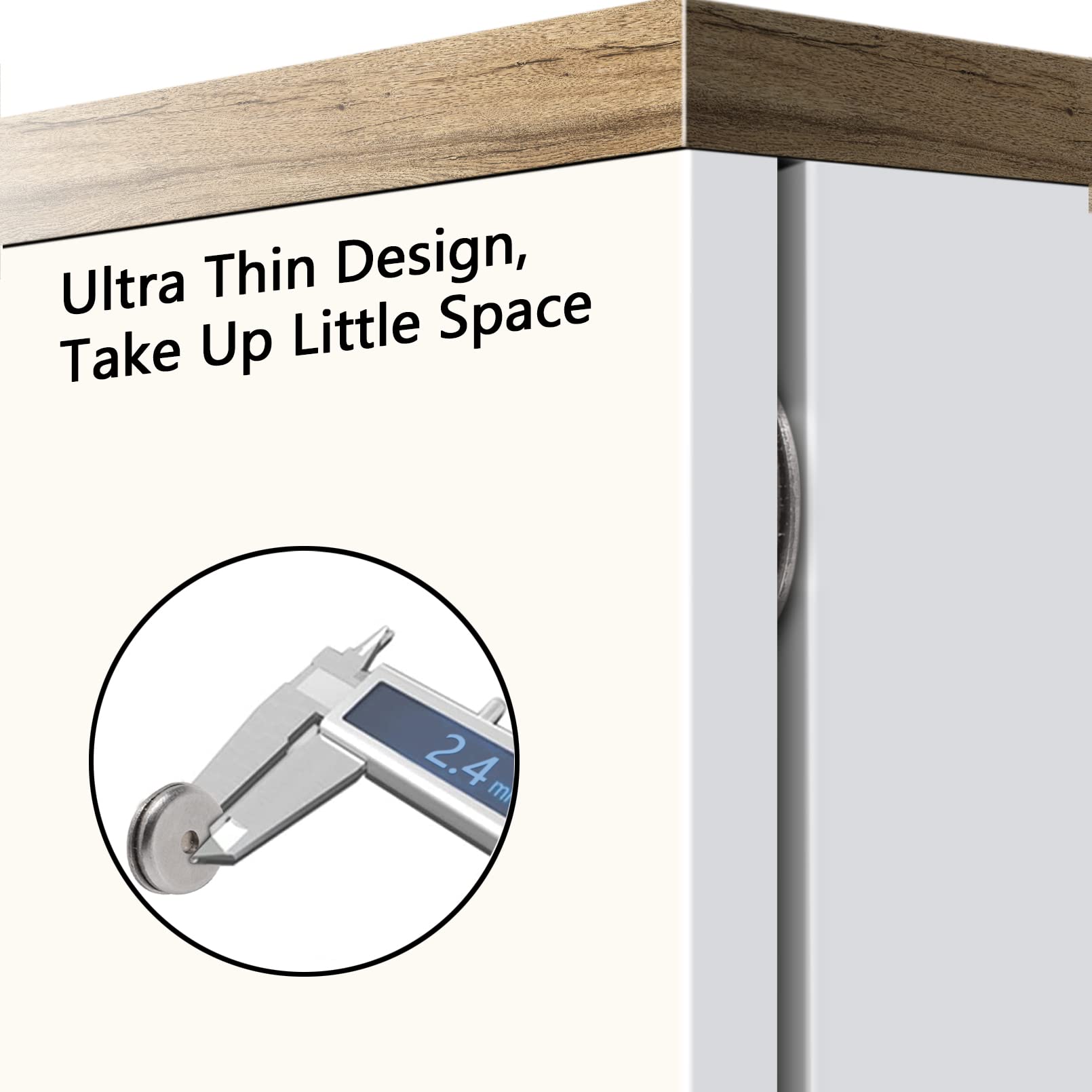 Mousike Magnetic Door Catch Ultra Thin Cabinet Magnets Stainless Steel Drawer Magnet Catch for Sliding Door Closure Kitchen Cabinet Cupboard Closet Closer (4Pack)