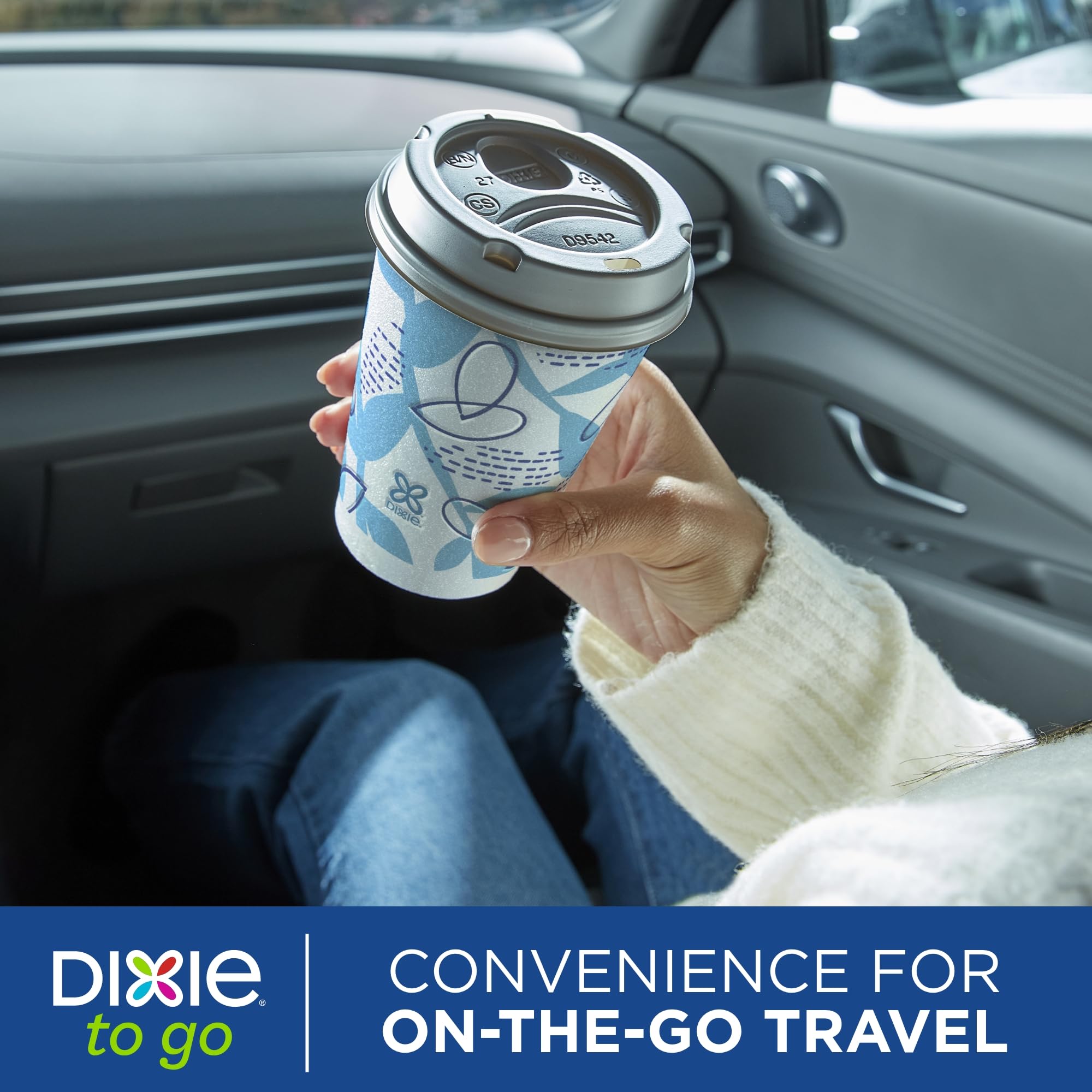Dixie To Go Paper Coffee Cups With Lids, 12 oz, 14 ct, Disposable Insulated Paper Cups for On-The-Go Hot or Cold Beverages
