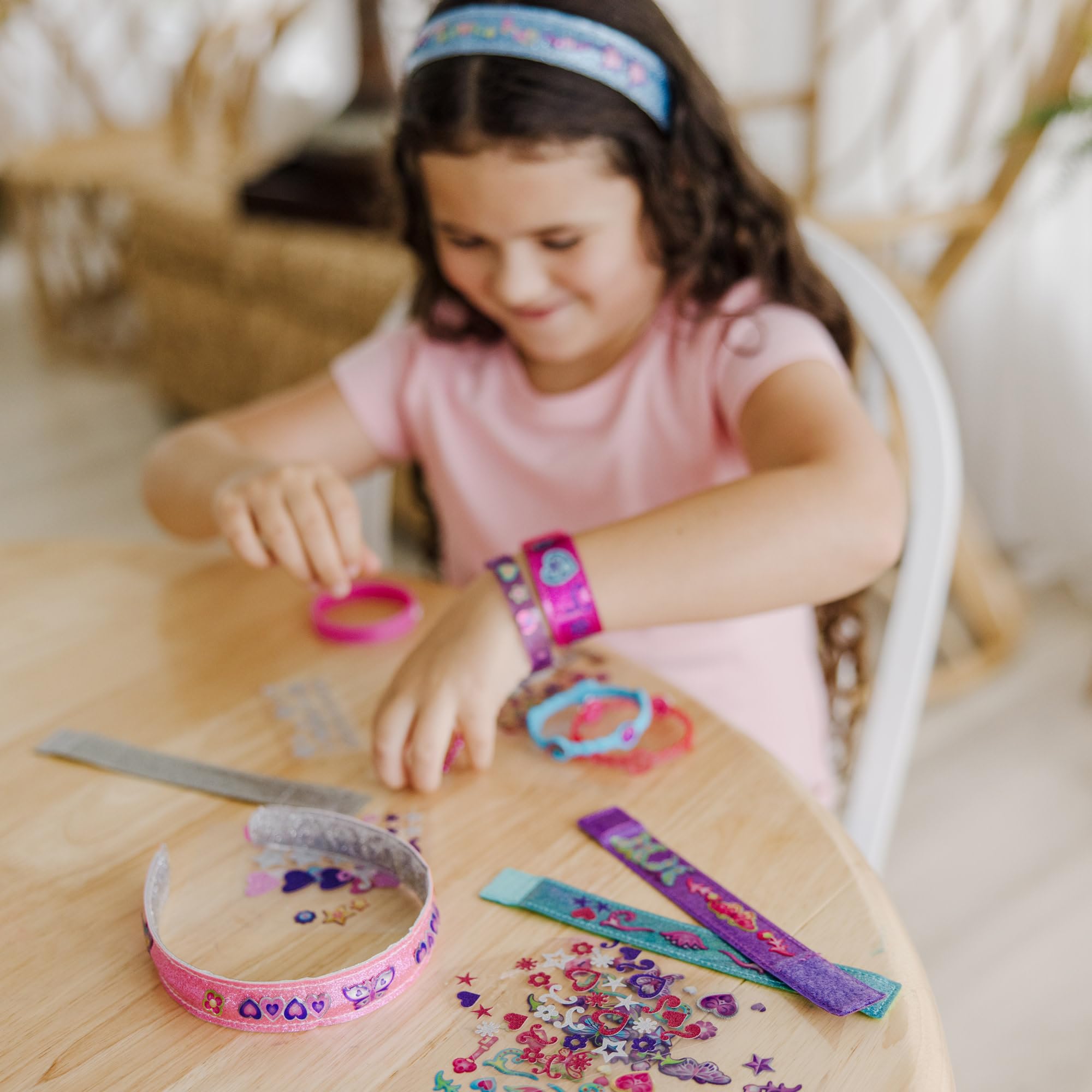 Melissa & Doug Design-Your-Own Bracelets with 100+ Sparkle Gem and Glitter Stickers