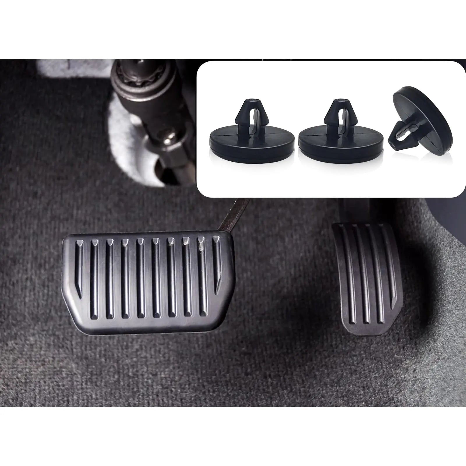 Ajxn 4 PCS Brake Pedal Pad and Light Switch Stopper - Black