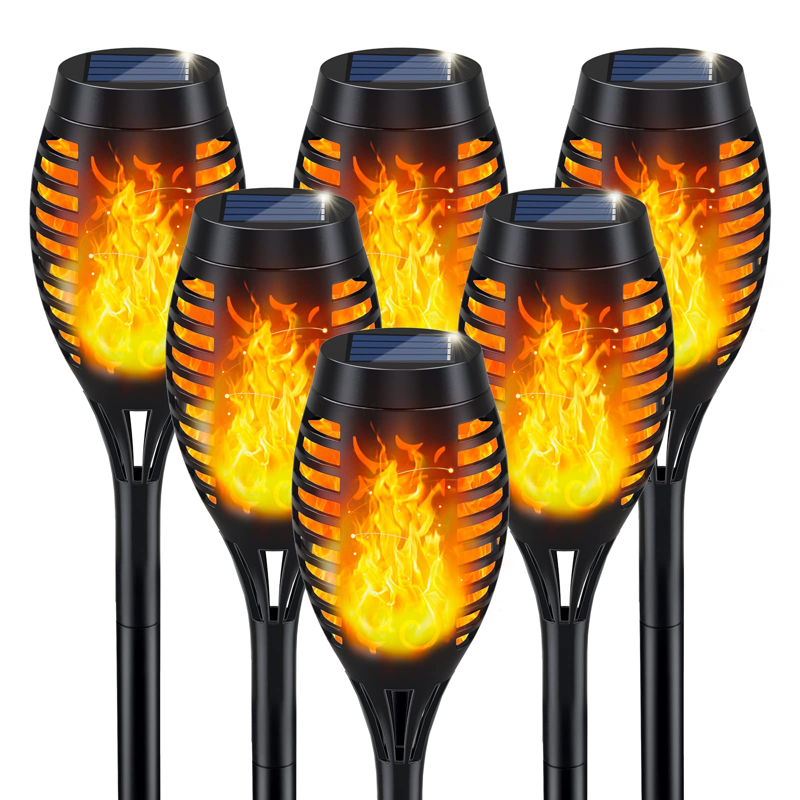 IkeeRuic Solarleuchten für draußen, Solartaschenlampe mit flackernder Flamme für Halloween-Deko, Solargartenleuchten, wasserdichte Außenbeleuchtung, Flammenfackeln für die Terrasse, den Weg, die Hofdekoration