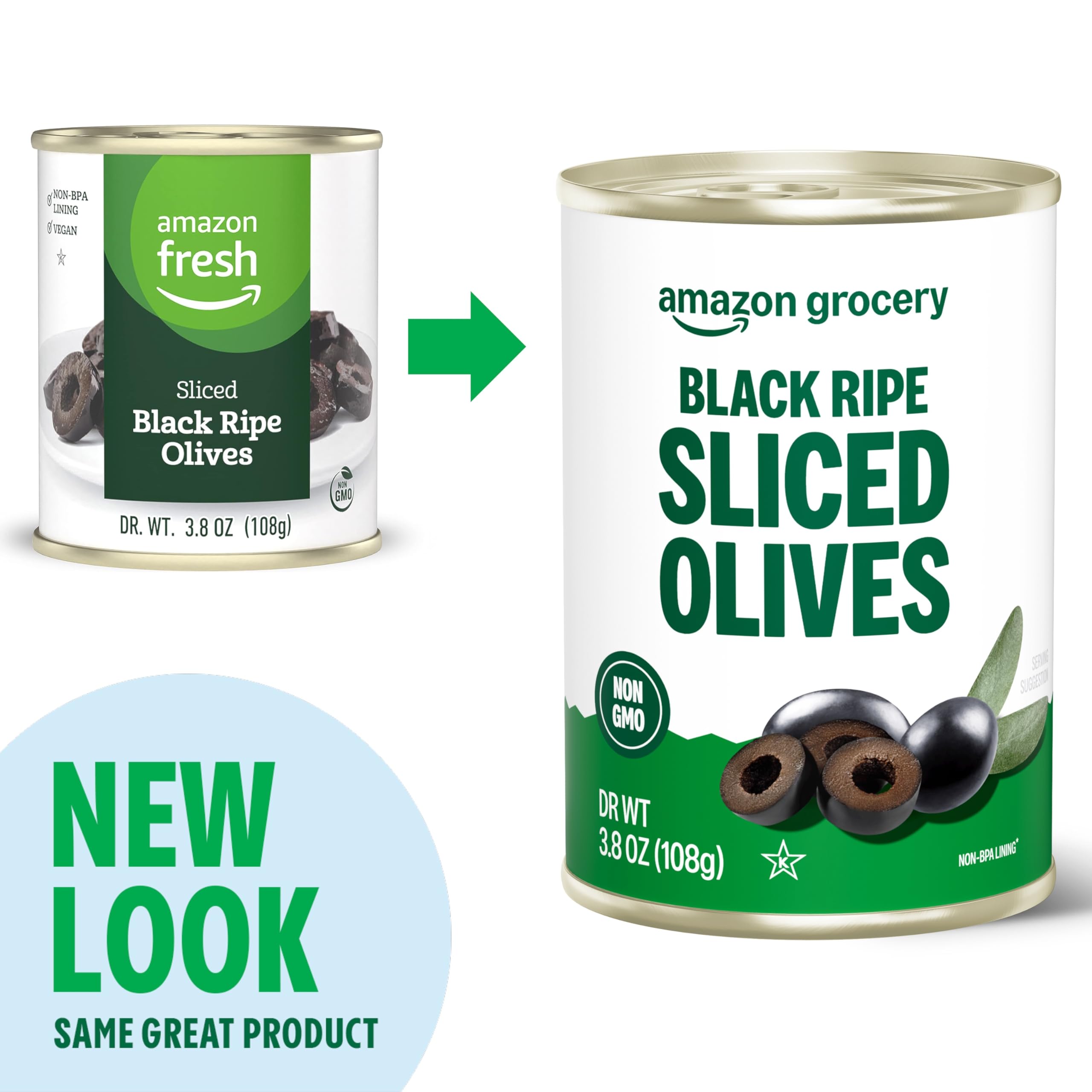 Amazon Grocery, Black Ripe Sliced Olives, 3.8 Oz (Previously Amazon Fresh, Packaging May Vary)