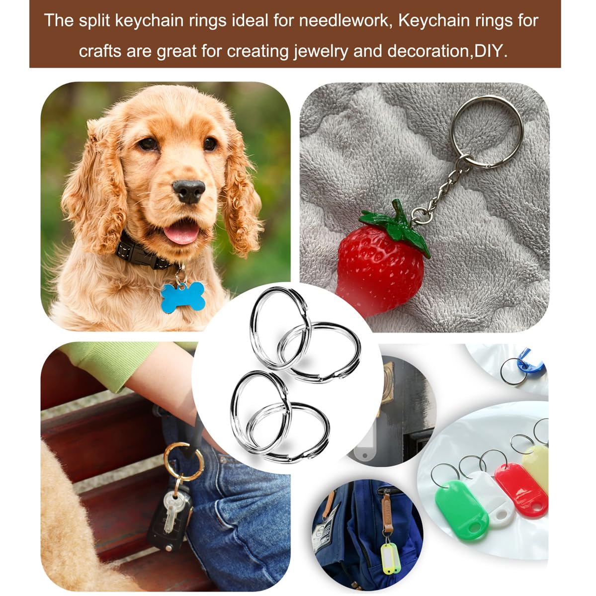 Key Ring/Key Chain, 50 Pack 3/4 inches 20mm Split Round Metal Silver Keyring for Home/Car/Outdoor/Arts/Lanyards/CraftsKeys Organization