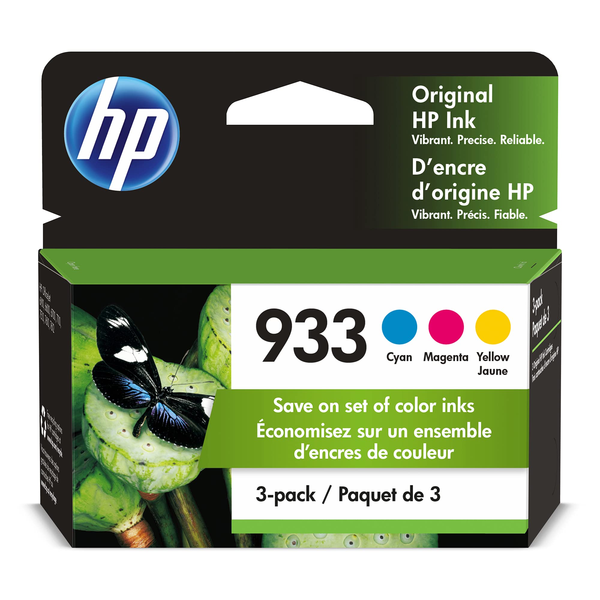 HP 933 Cyan, Magenta, Yellow Ink Cartridges for HP Printers | Works with Printer Series: OfficeJet 6100, 6600, 6700, 7110, 7510, 7610 | N9H56FN