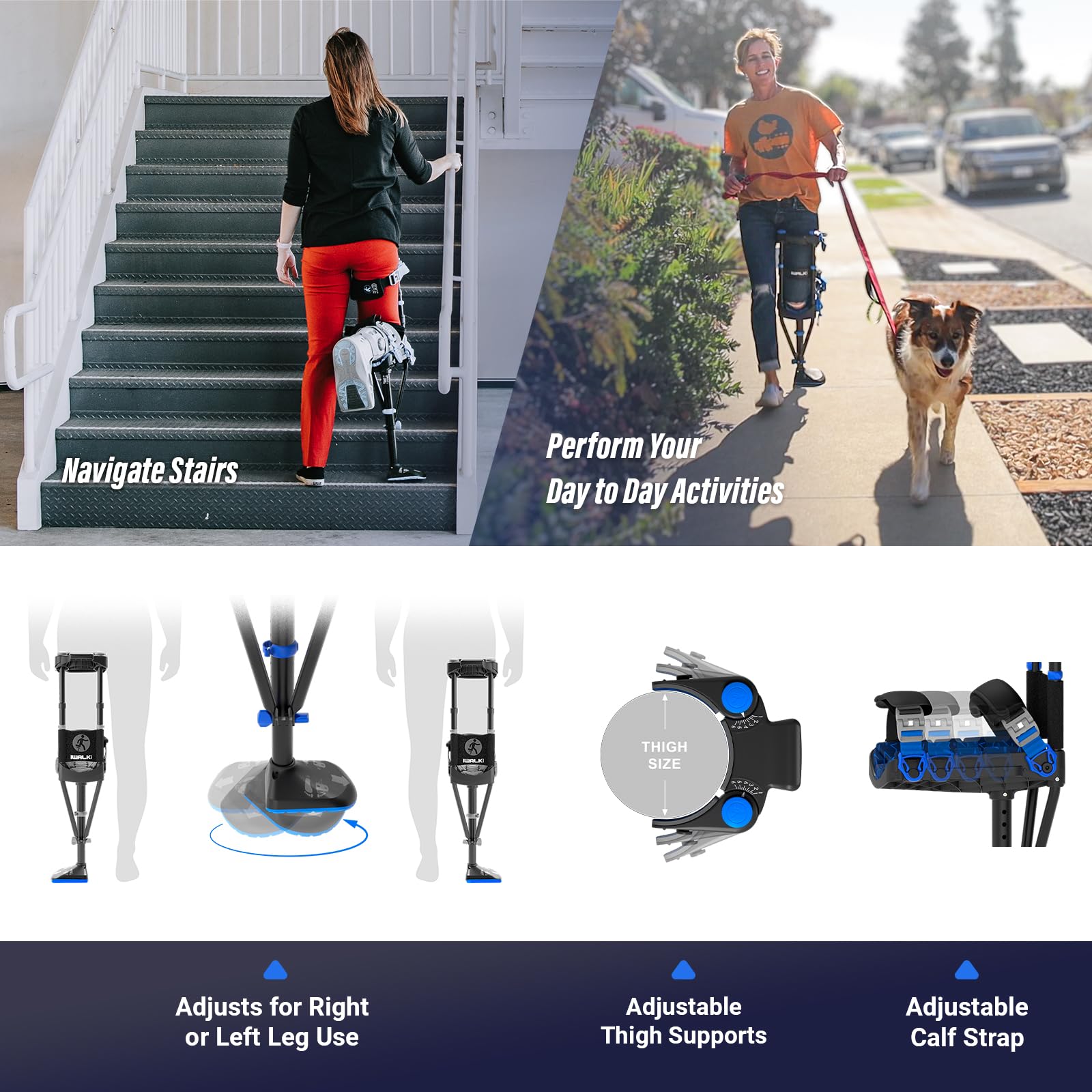 iWALK3.0 – The Original Hands Free Knee Crutch - Alternative to Crutches and Knee Scooters - iWALK Replaces Crutches for Adults - Peg Leg Crutch For Lower Leg Injuries - See All Qualifications for Use