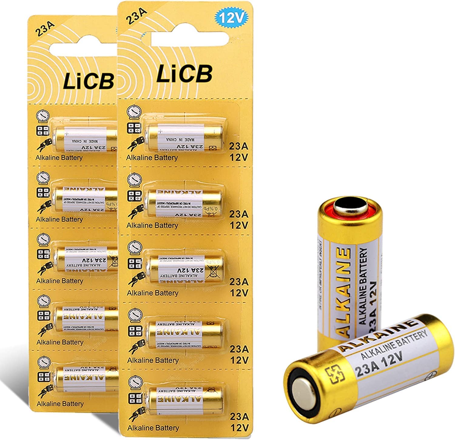 بطاريات قلوية LiCB A23 12 فولت 23 أمبير (عبوة من 10)
