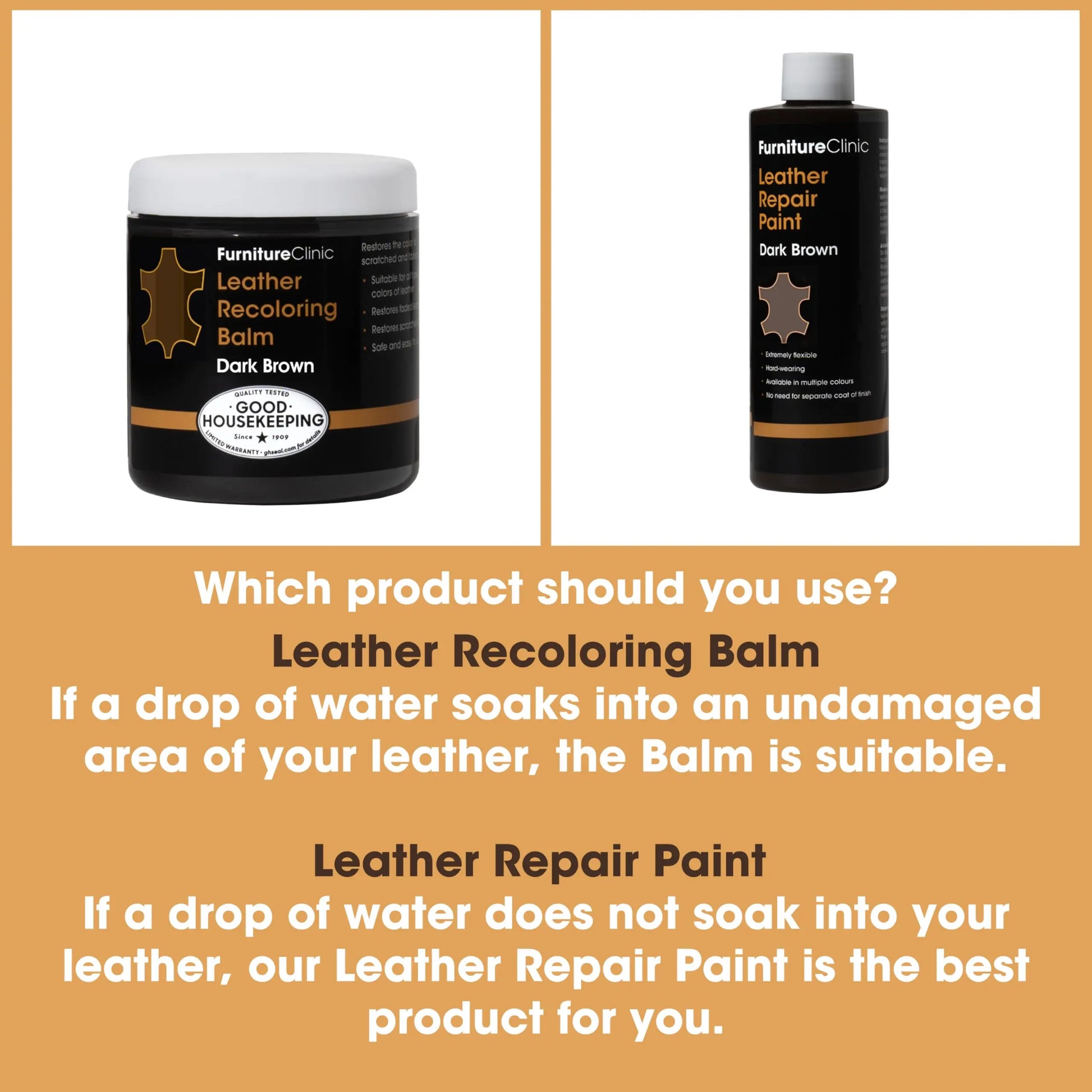 The Original Leather Recoloring Balm by Furniture Clinic - Dark Brown Leather Dye for Furniture, Couches & Car Seats - Restore Scratched, Faded, & Damaged Surfaces