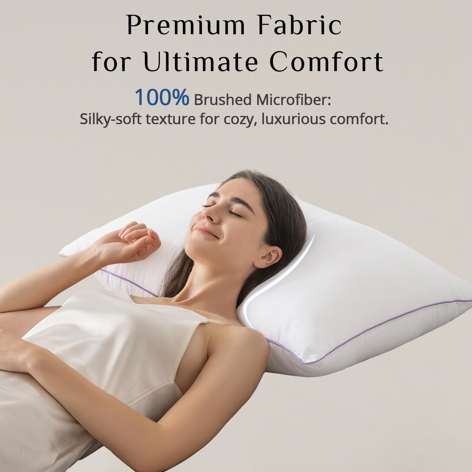 JOLLYVOGUE Pillows Queen Size Set of 2, Medium Supportive Bed Pillows with Super Soft Down Alternative Fill, Luxury Fluffy Hotel Quality for Side, Back, and Stomach Sleepers
