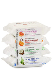 Spascriptions™ Anti-Aging, Brightening, Moisturizing & Pore Refining Towelettes Removes Waterproof Makeup, Revives with Collagen, Vitamin C, Coconut Oil, and Aloe Hypoallergenic, 120 Ct. 4 Pack
