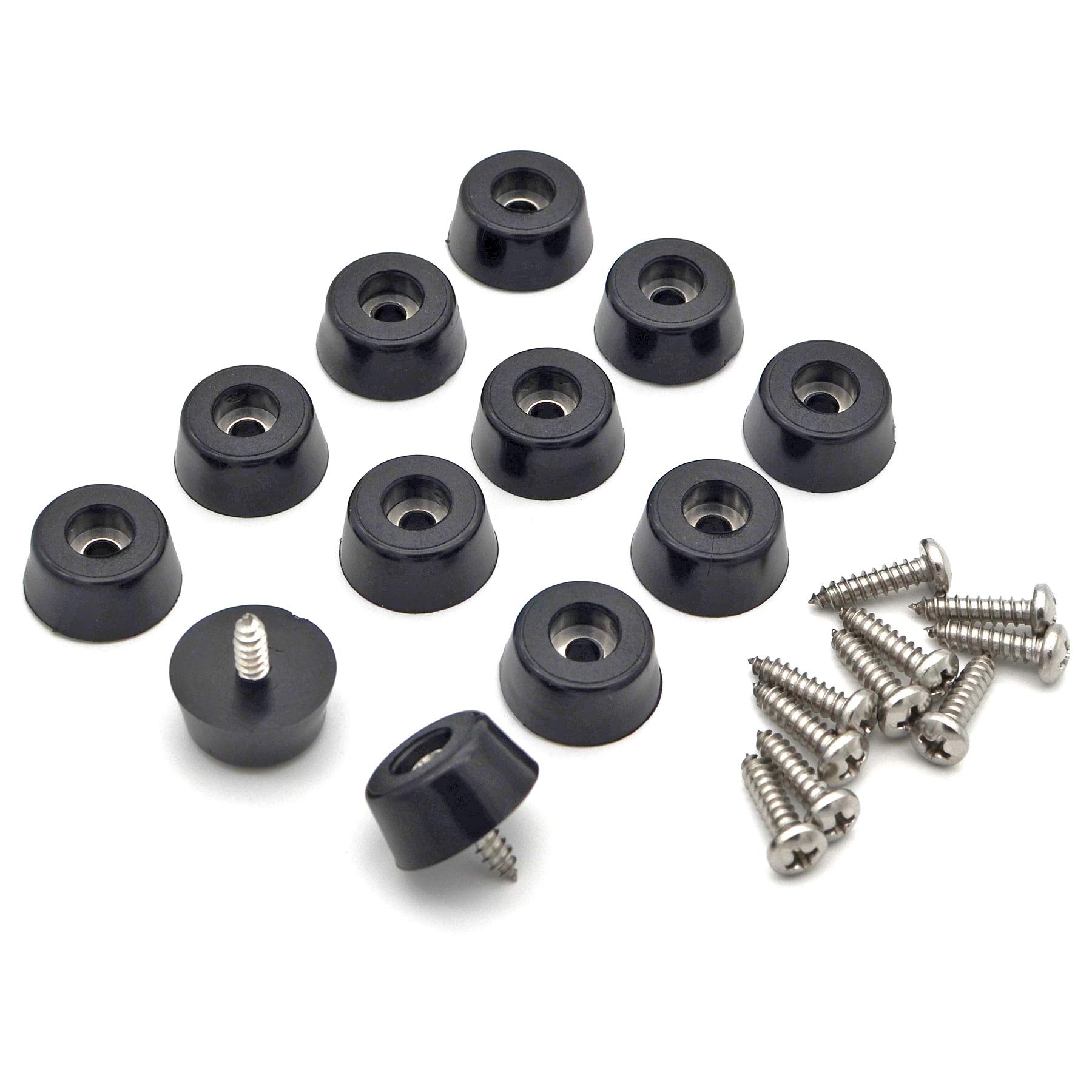 Gummifüße für Schneidebrett mit Edelstahlschrauben, 12 Stück rutschfeste Gummi-Stoßdämpferfüße für Elektronik 20,6 mm B x 9,5 mm H