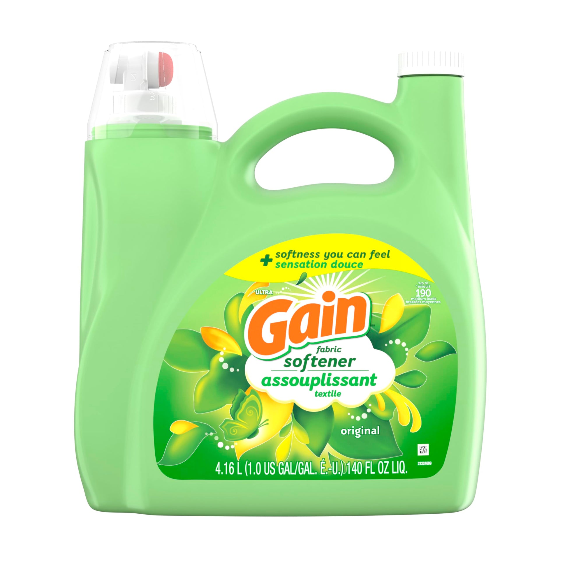 Gain Fabric Softener, Original Scent, 140 fl oz, 190 Loads, HE Compatible, Packaging may vary