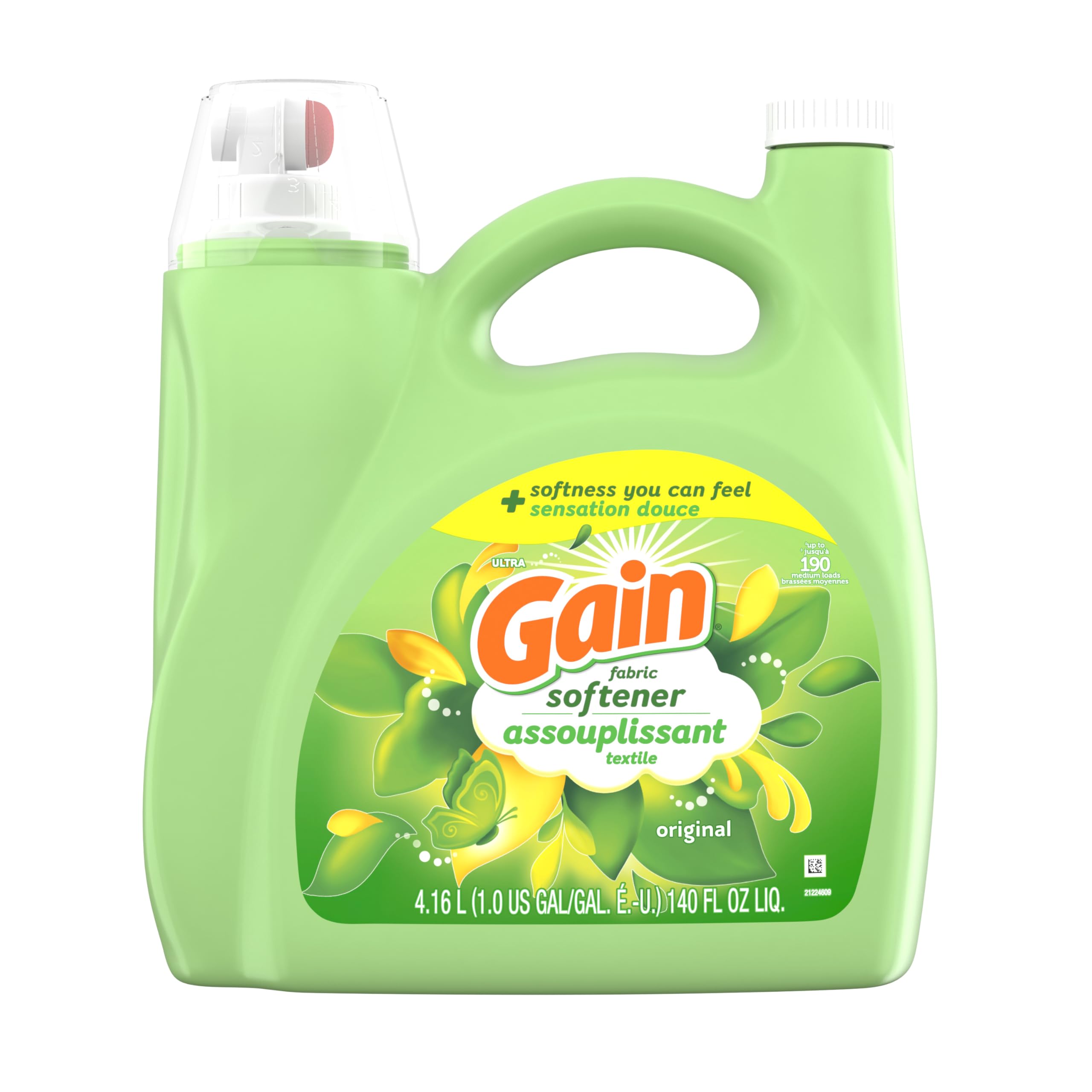 Gain Fabric Softener, Original Scent, 140 fl oz, 190 Loads, HE Compatible, Packaging may vary