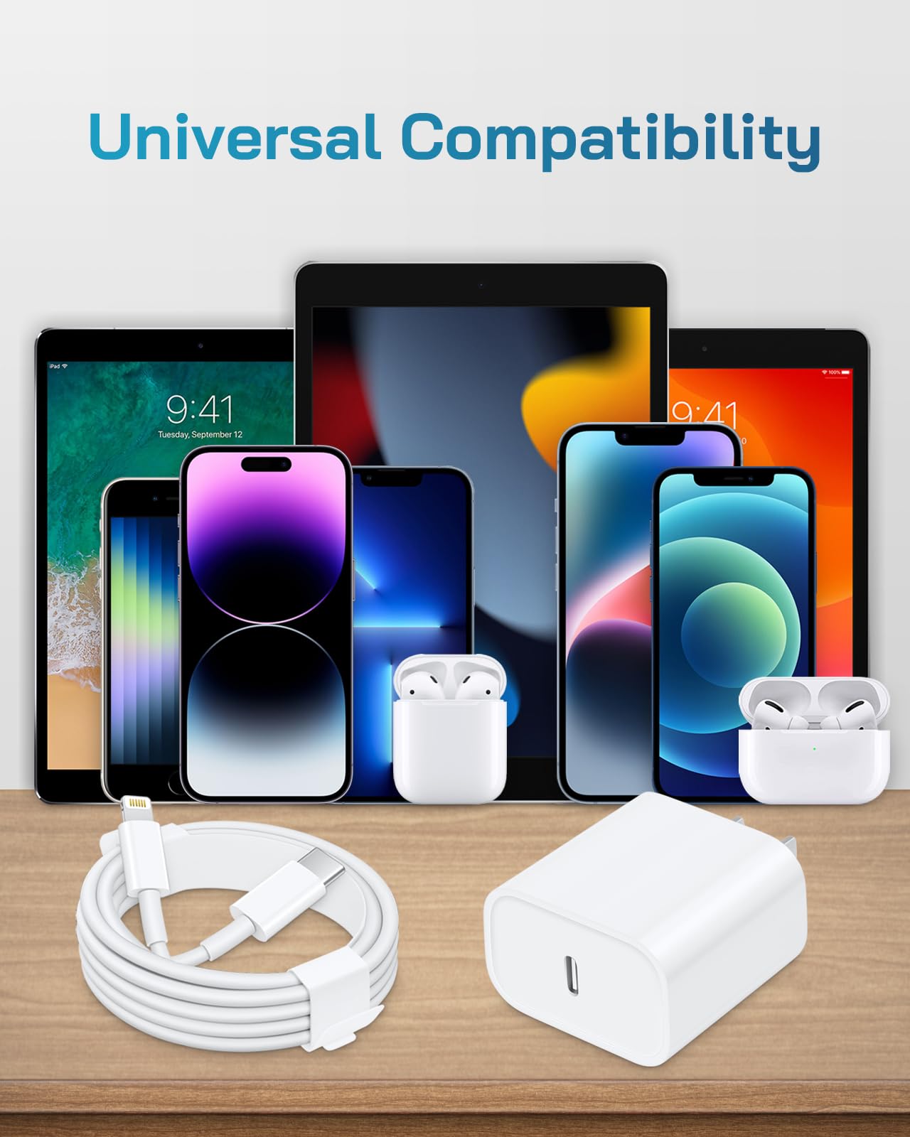 i Phone Charger Fast Charging-20W USB-C Block with 6 Ft Cord [MFi Certified] Compatible with i Phone 14/13/12/11/X Series, i Pad & More [3 Pack]