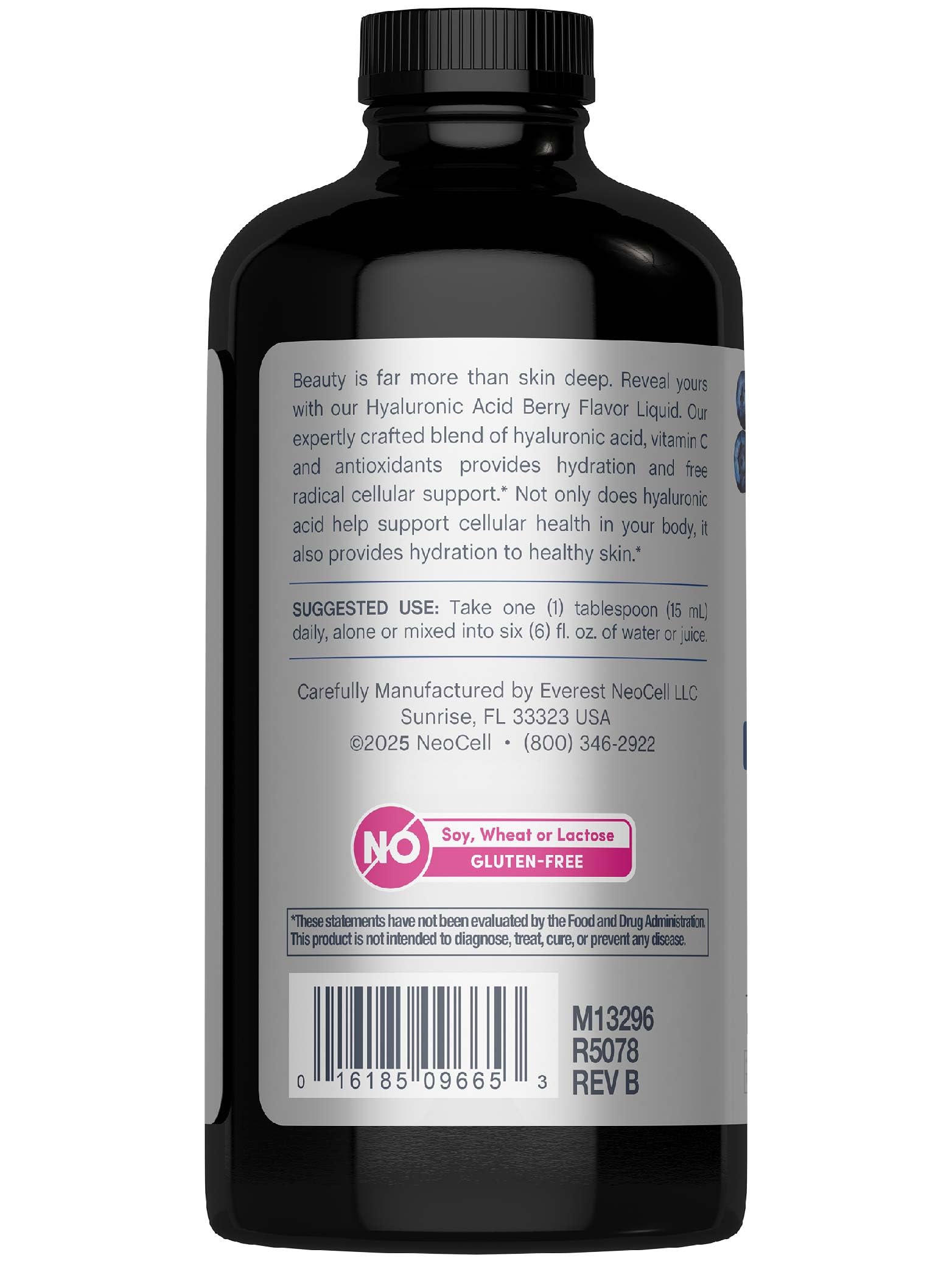 NeoCell Hyaluronic Acid Liquid with Vitamin C, Berry, 16 Fl Oz (Pack of 1) - Packaging May Vary