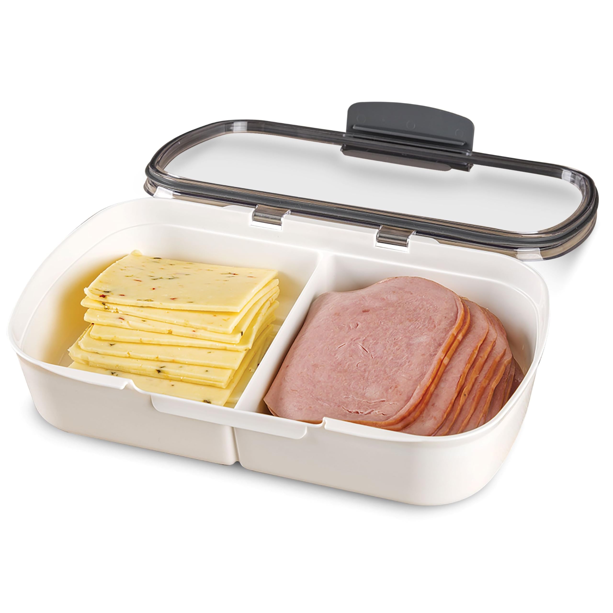 ProKeeper Split Deli Food Storage Container with Air-Tight Silicone Seal and Dry Erase Compatible Lid, 11.75