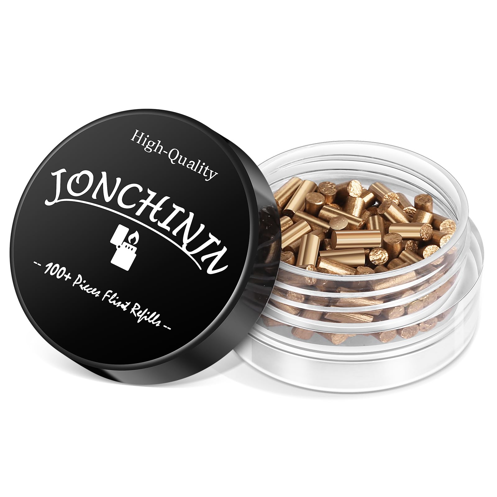 Lighter Flints 100 Pcs, Premium Flint Replacement Refills, Multi-Brand Compatible with Zippo and Clipper, Most Lighters, Long-Lasting, Fast-Igniting and Durable JONCHINJN