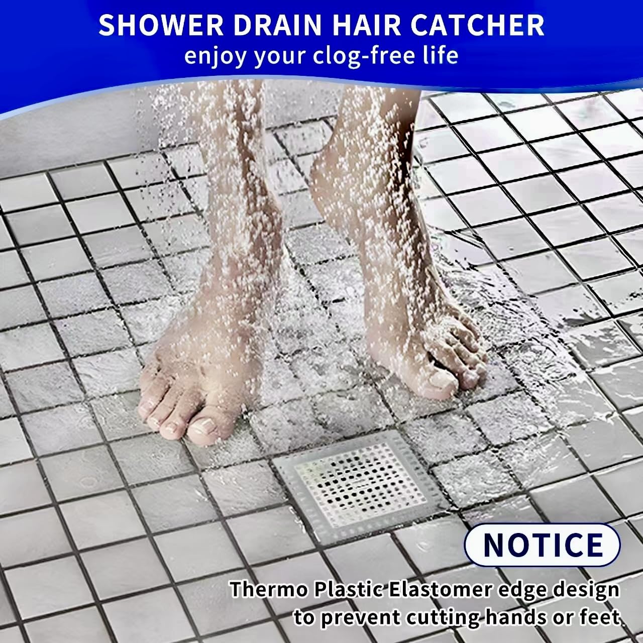 Cynn Select Shower Drain Hair Catcher,2PCS,4.72'',Flat Drain Hair Catcher,Shower Drain Cover/Filter, Bathroom/Kitchen Sink Drain Strainer,Stainless Steel and TPE