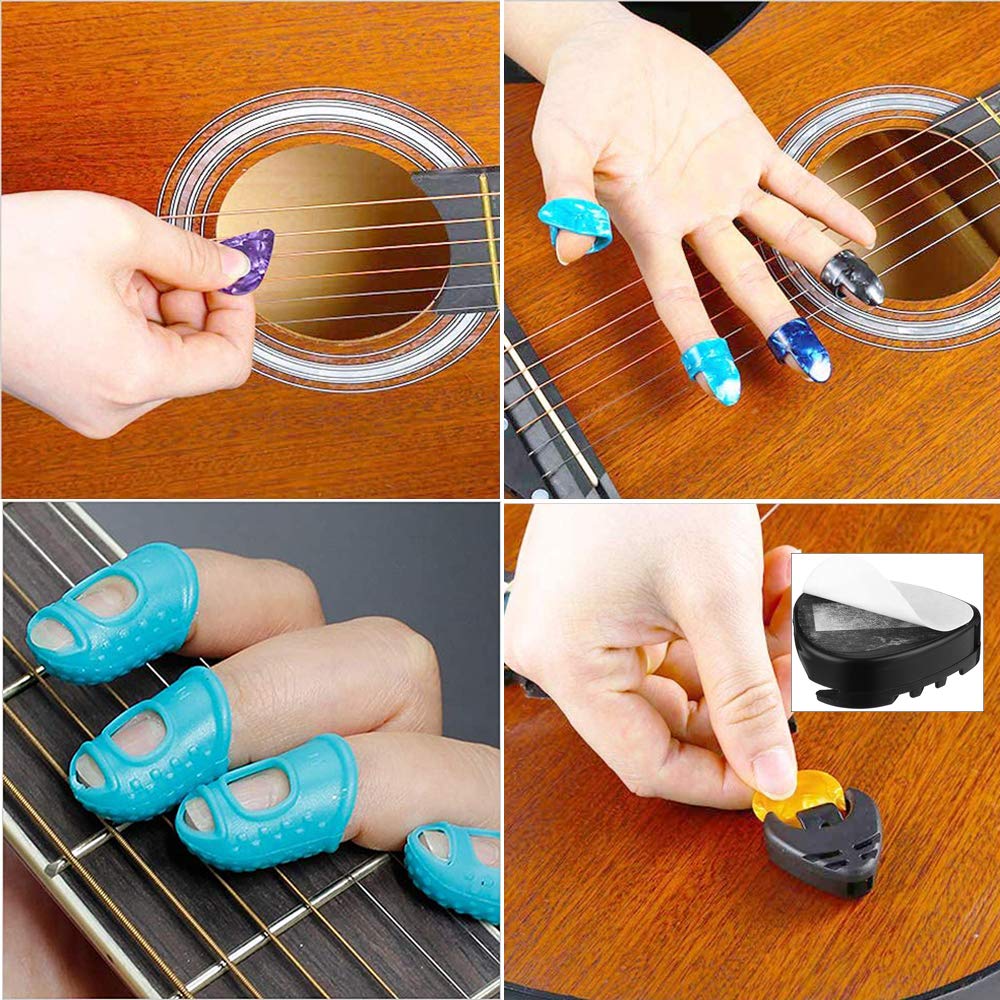 NERECNDENS 66PCS Guitar Accessories Kit, Acoustic Changing Tool, Including Guitar Acoustic Strings, Picks, Capo, String Winder&Cutter, Tuner, Bones, for Players and Beginners