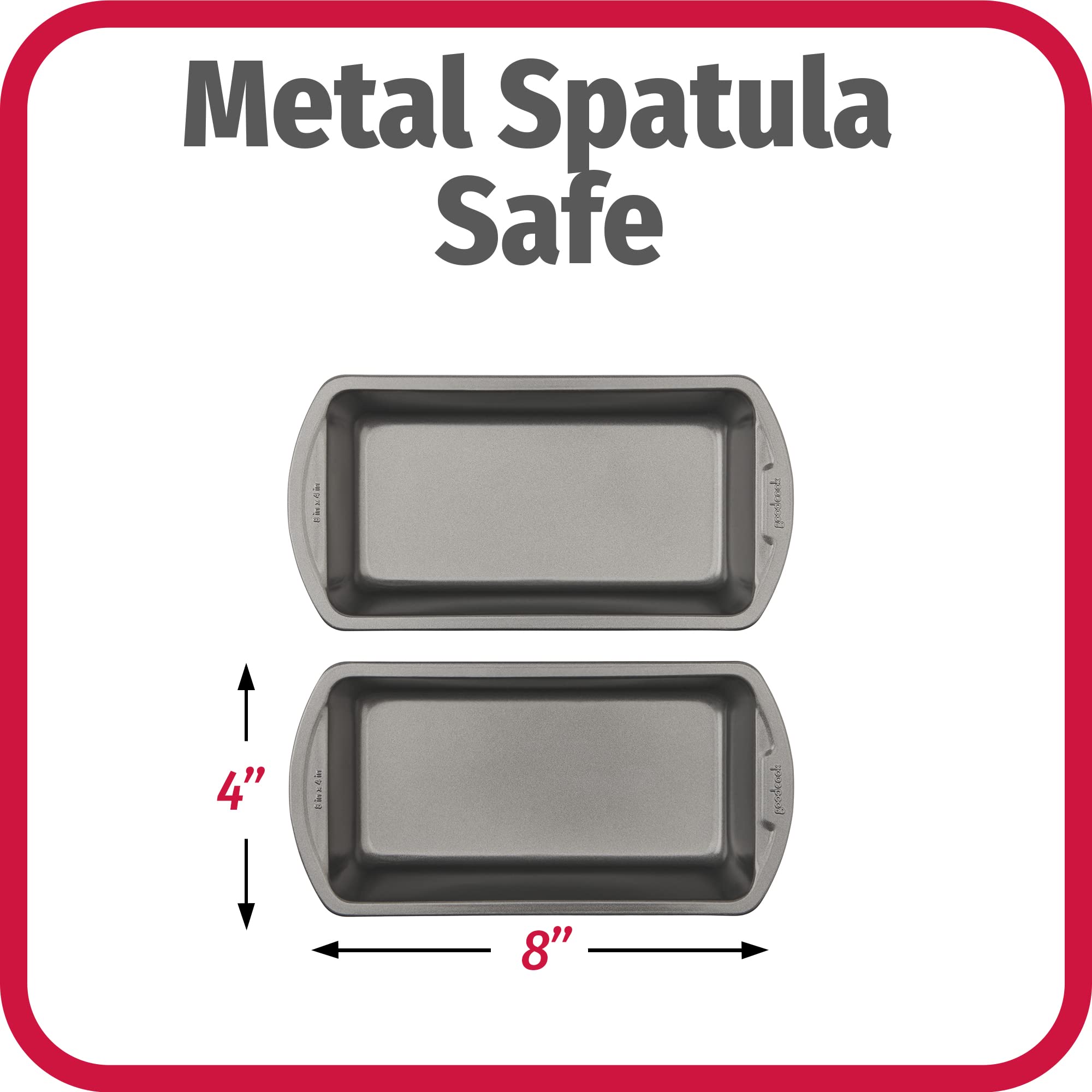 GoodCook Nonstick Loaf Pan 8 x 4-Inch Heavy-Duty Steel Bakeware with Easy-Clean Non-Stick Coating, Oven & Dishwasher Safe Pan for Meatloaf Breads Lasagnas Casseroles & More, Set of 2, Gray
