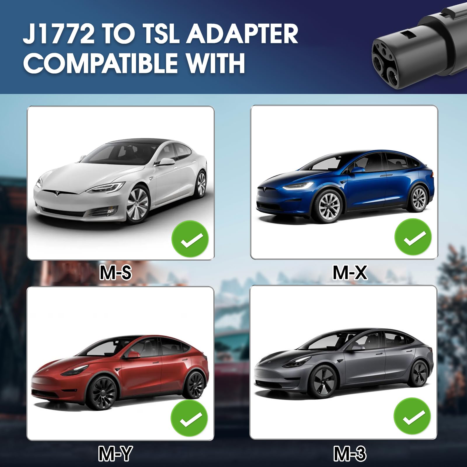 J1772 Charger Adapter Compatible Tesla Model 3/Y/X/S[Security Check ] 80 Amp / 240 AC-Compatible with SAE J1772 Charger[Only for Tesla Car]