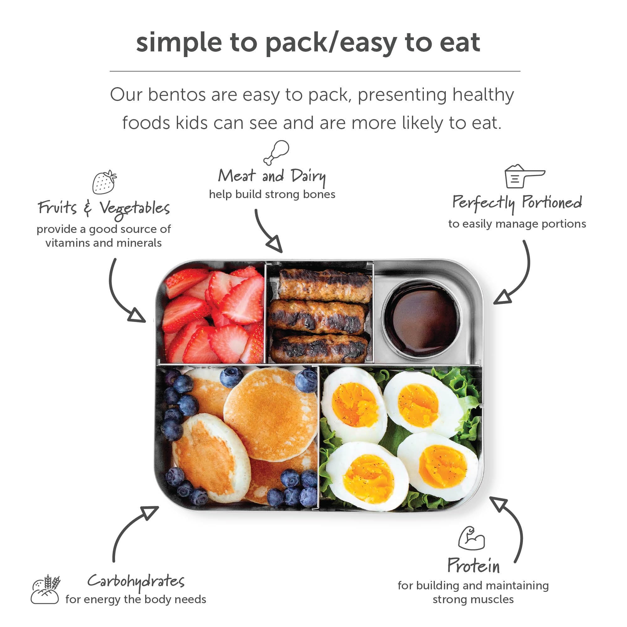 LunchBots Medium Trio II Snack Container - Divided Stainless Steel Food Container - 3 Sections for Snacks On the Go, Dishwasher Safe - Stainless Steel