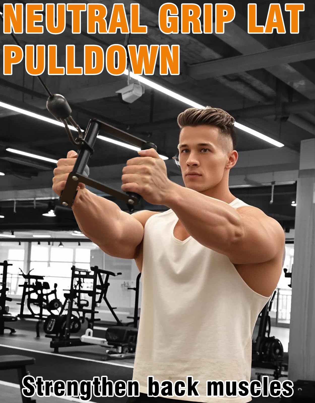 Fitarc Double D Row Handle Cable Attachments for Gym, Non-Slip V Bar Attachment for Home Gym Equipment, T Bar Row Attachment for Back Training, LAT Pulldown Attachments and Cable Machine Attachment