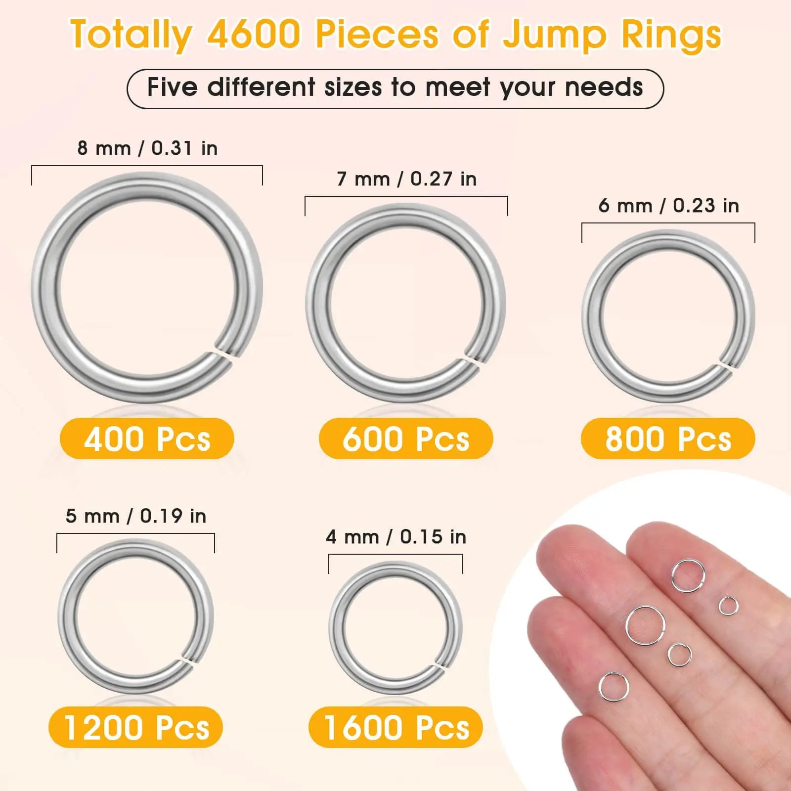 PAXCOO 4600Pcs Silver Jump Rings with Jump Rings Open/Close Tools for Jewelry Making and Necklace Repair (Assorted Sizes)
