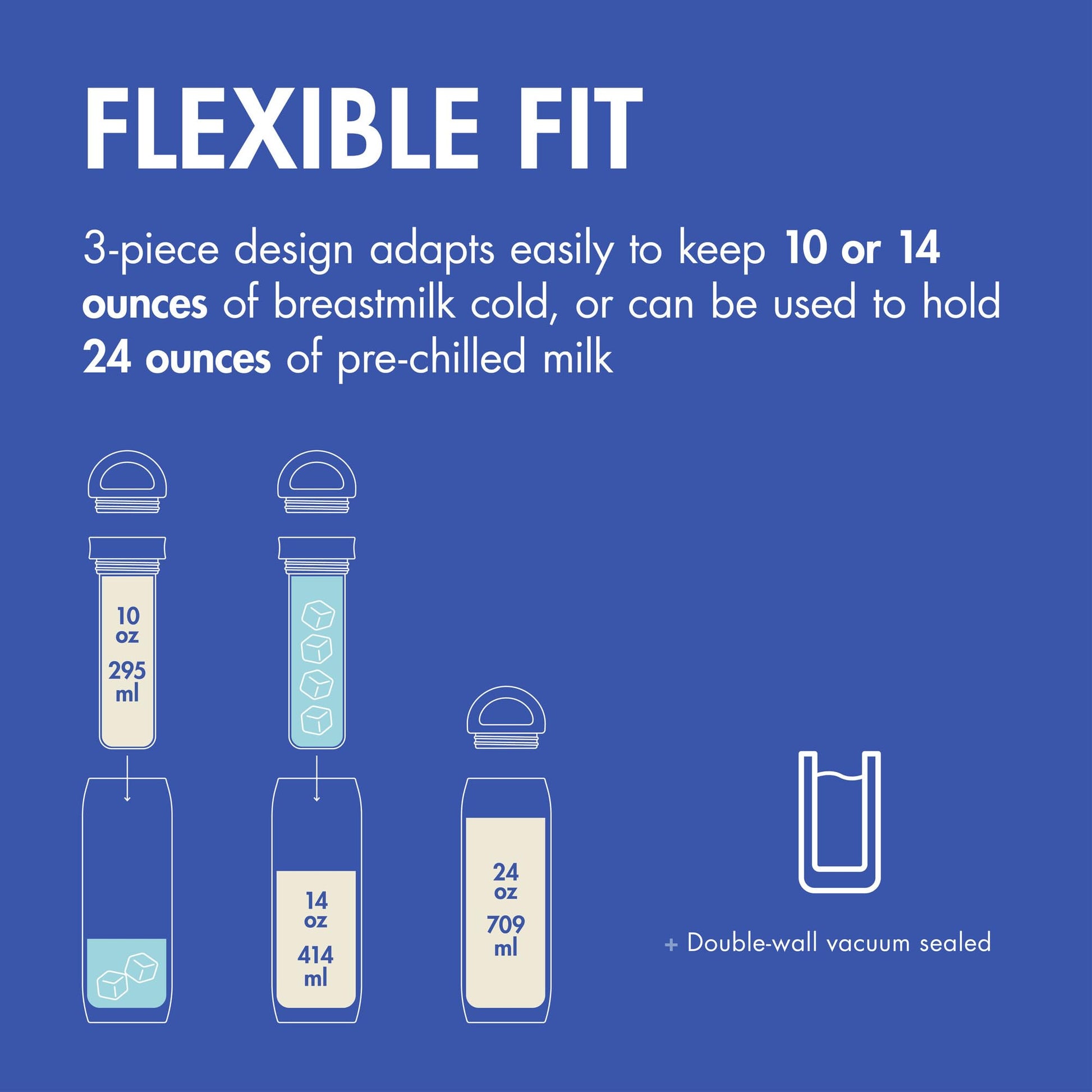 Boon Frosh Portable Breast Milk Chiller - Stainless Steel Breast Milk Cooler - Stainless Steel Portable Milk Storage Container - Blue - Keeps Breast Milk Cold for up to 17 Hours*