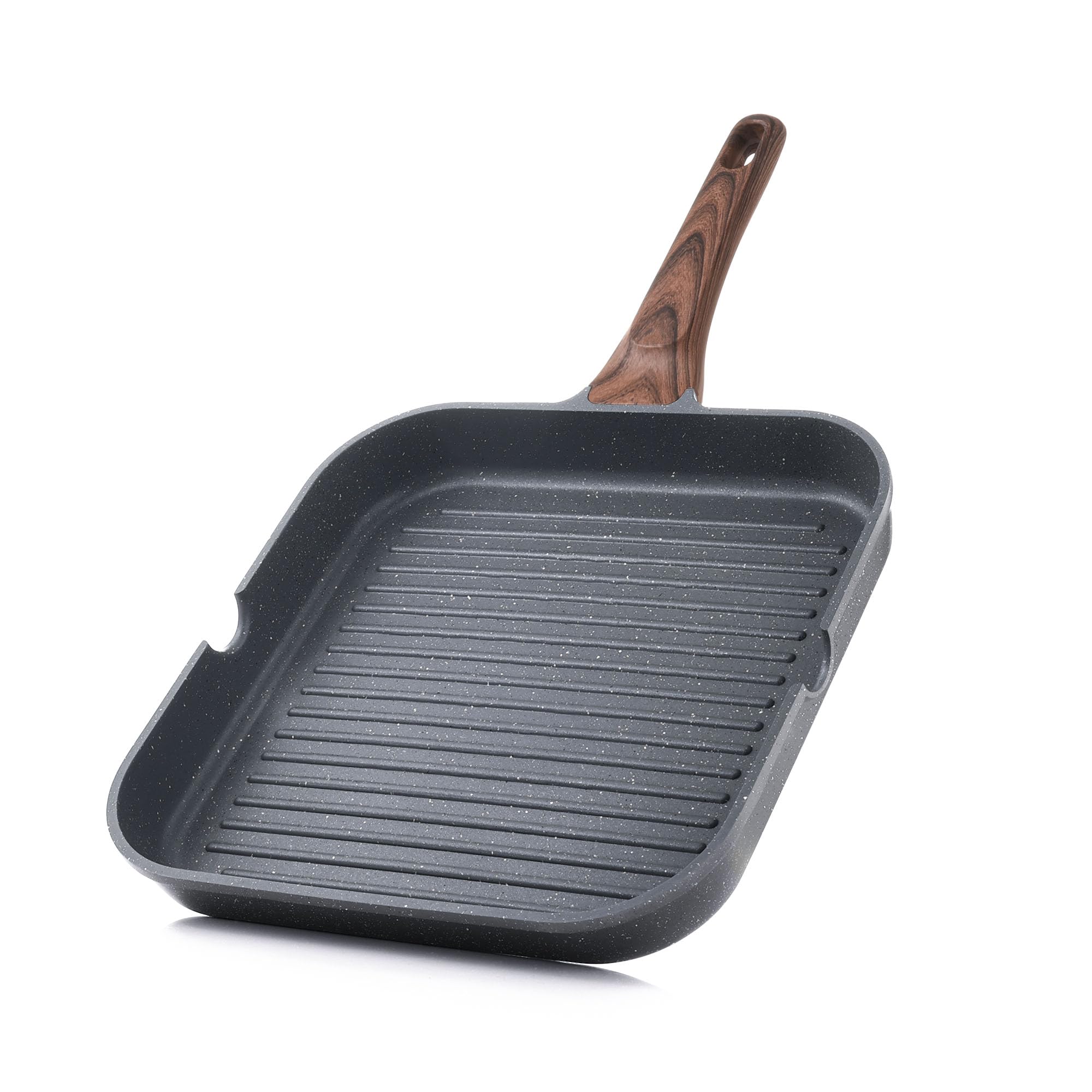 SENSARTE Antihaft-Grillpfanne für Herdplatten, vielseitige Grillplatte mit Ausgießern, große quadratische Kochfläche, robuste Pfanne für Innen- und Außengrillen. PFOA-frei, 24 cm