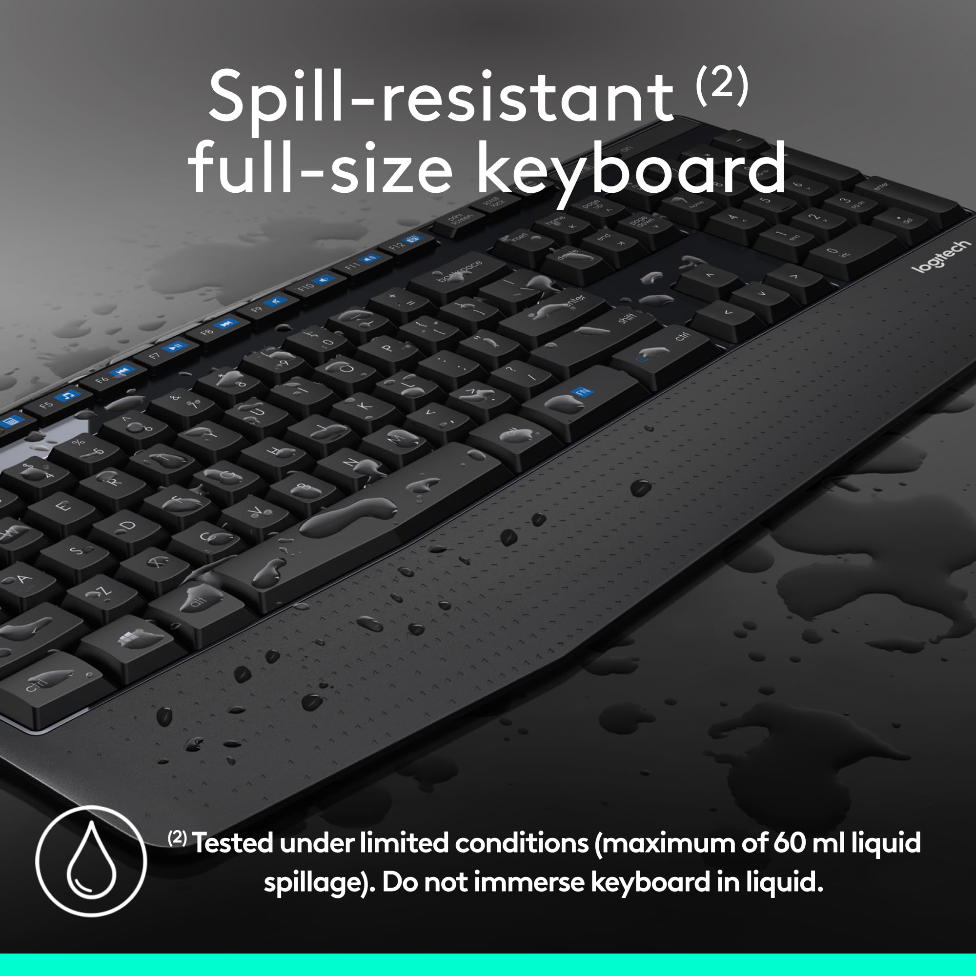 Logitech MK345 Wireless Keyboard and Mouse Combo with Palm Rest, 2.4 GHz USB Receiver, Compatible with PC, Laptop, Black