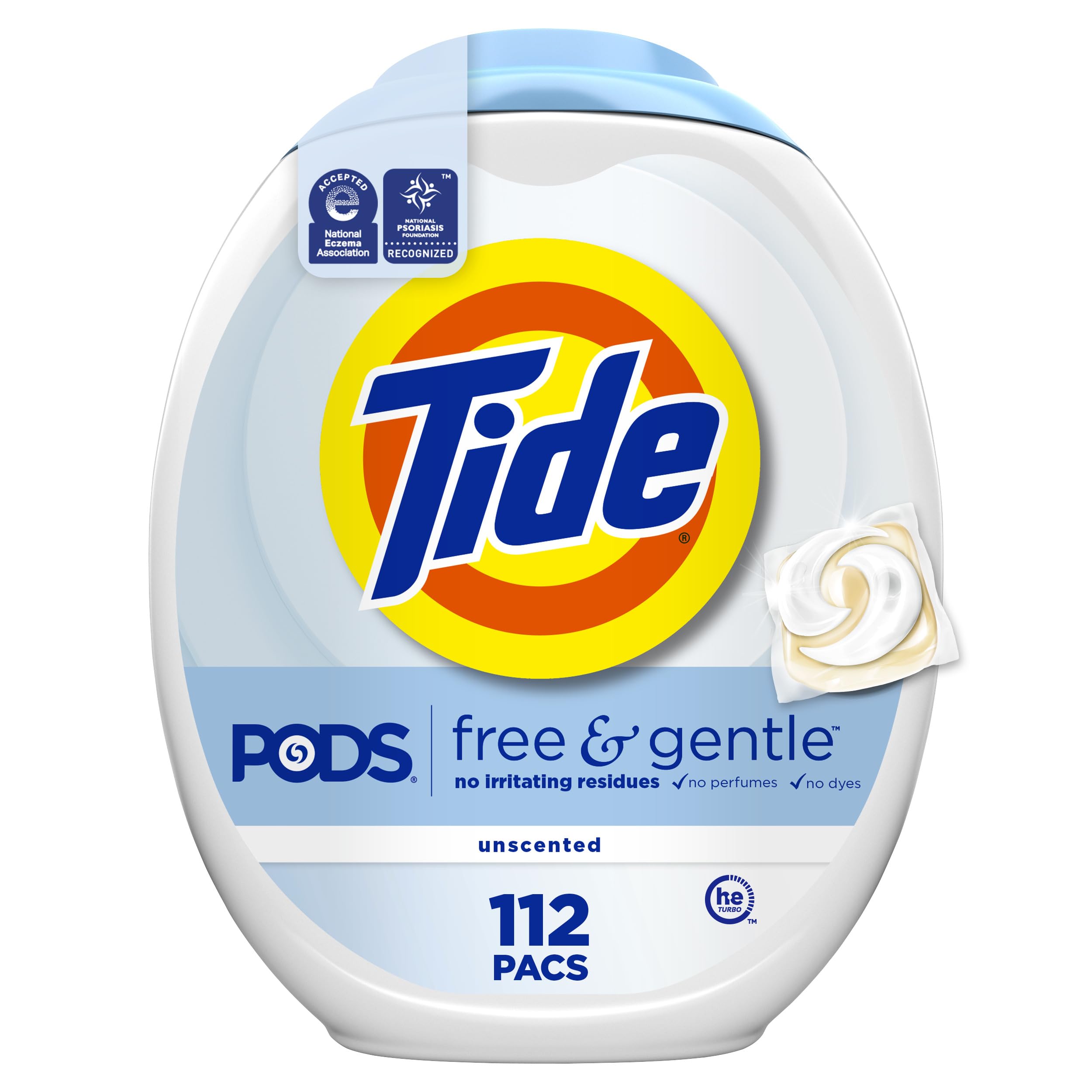 Tide PODS Free & Gentle صابون غسيل، 112 كبسولة، منظف غسيل Tide PODS