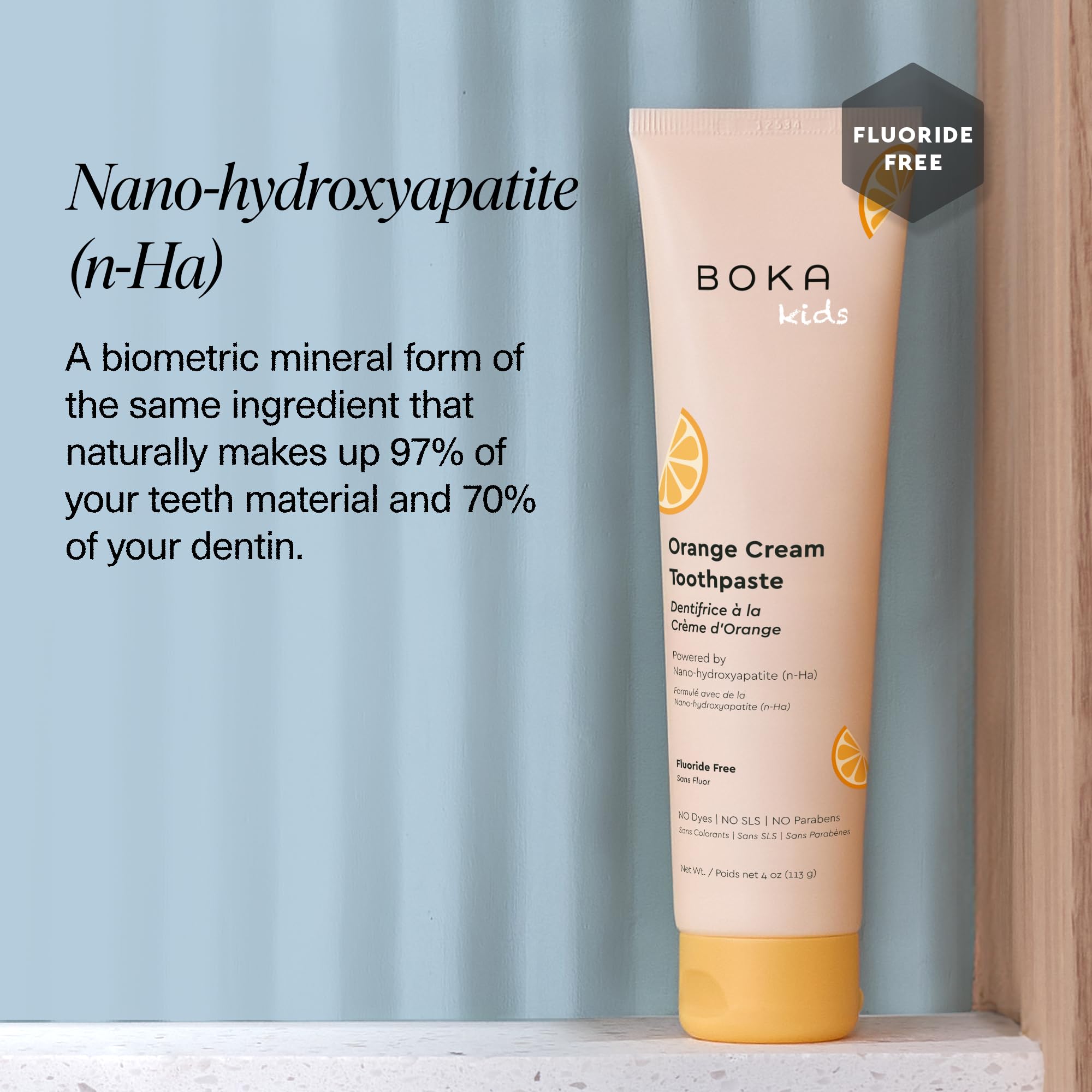 Boka Fluoride Free Toothpaste Nano Hydroxyapatite Toothpaste - Orange Cream Flavor, 4 oz 1Pk US Manufactured