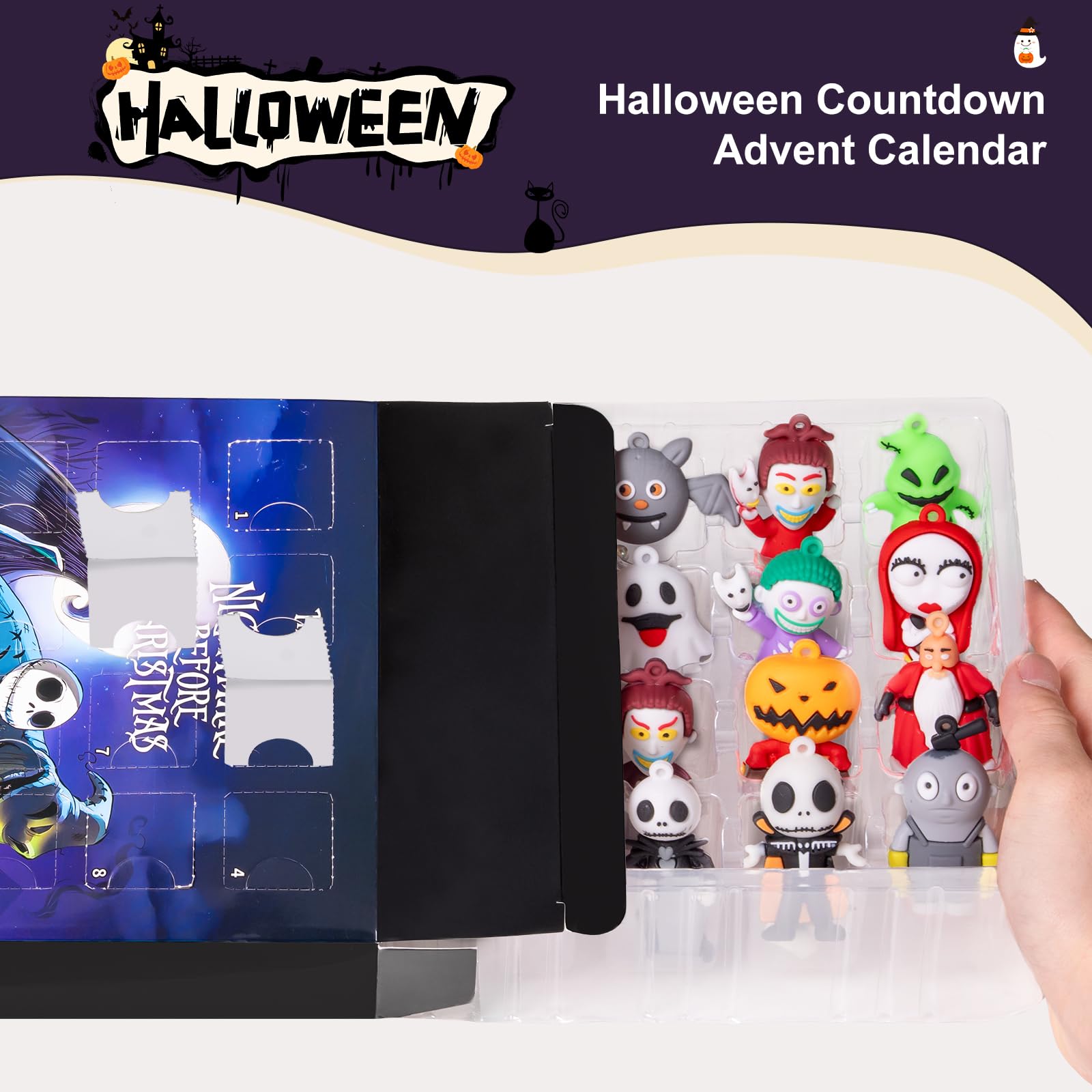 Halloween Advent Calendar 2025,Advent Calendar,with 24 Collectible for Kids Adult Teens,Halloween Countdown Calendar,Ornaments Decorations Gifts