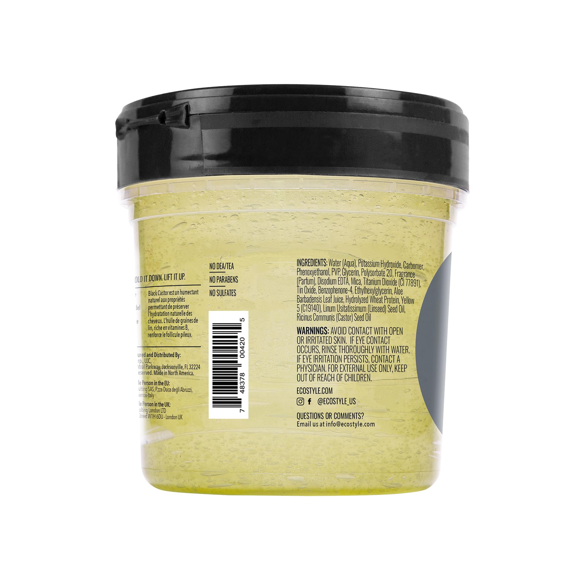 Eco Style Black Castor and Flaxseed Oil Styling Gel - Helps Nourish and Repair Damaged Hair - Promotes Healthy Scalp - Provides Superior and Weightless Hold - Delivers Long Lasting Shine - 8 oz