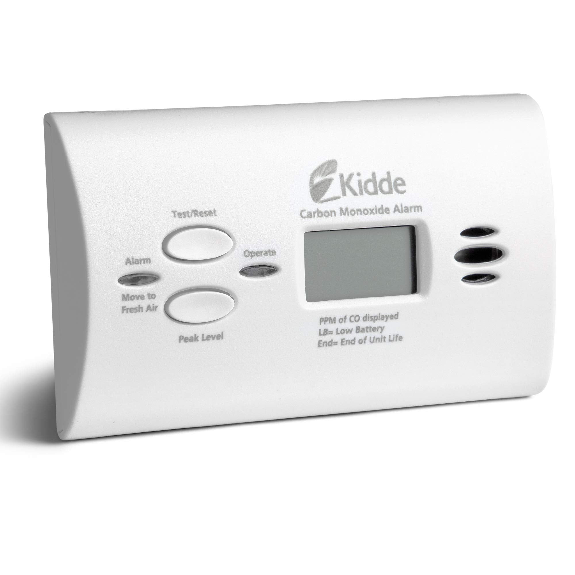 Kidde Kohlenmonoxidmelder, AA Batteriebetriebener CO-Alarm mit LEDs, Test-/Reset-Taste, Anzeige für niedrigen Batteriestand, tragbar