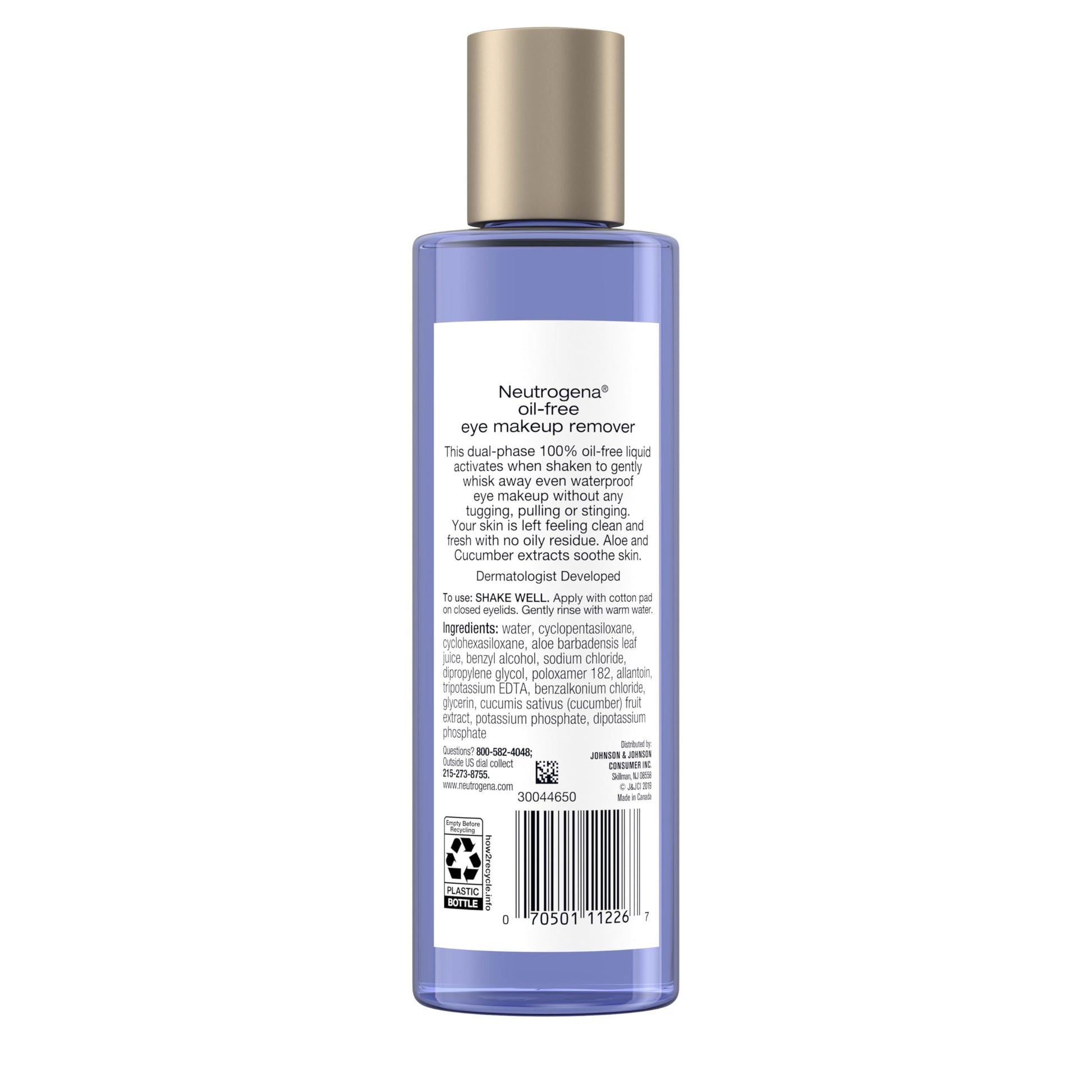 Neutrogena Gentle Oil-Free Eye Makeup Remover & Cleanser for Sensitive Eyes, Non-Greasy Makeup Remover, Waterproof Mascara Remover, Dermatologist & Ophthalmologist Tested, 8 fl. oz