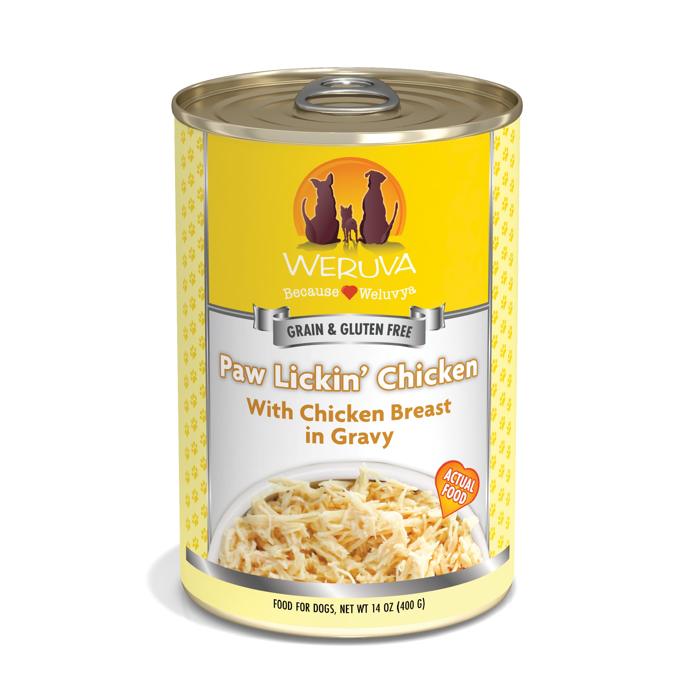Weruva Classic Dog Food, Paw Lickin' Chicken with Chicken Breast in Gravy, 14oz Can (Pack of 12)