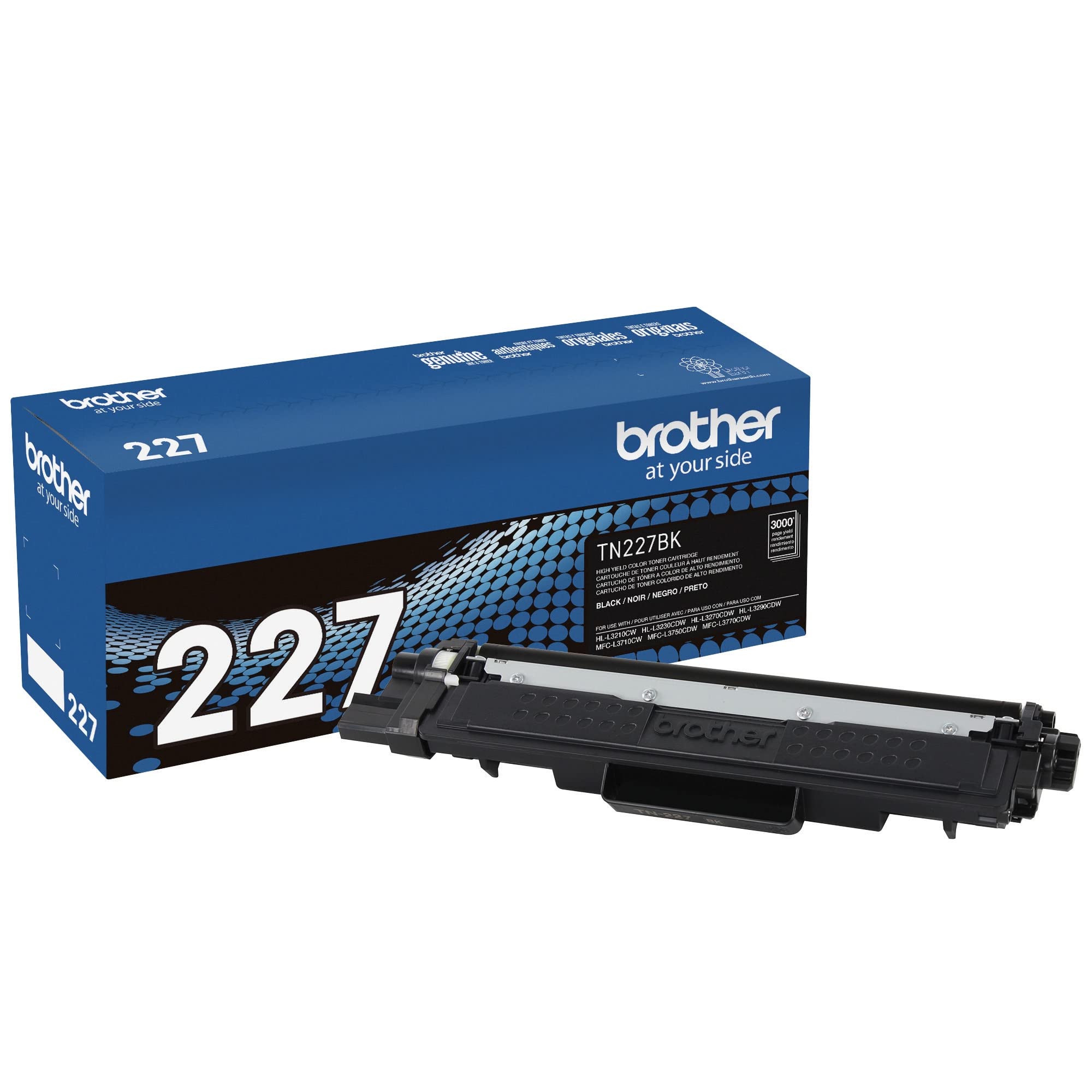 Brother Genuine TN227, TN227BK, High Yield Toner Cartridge, Replacement Black Toner, Page Yield Up to 3,000 Pages, TN227BK, Dash Available