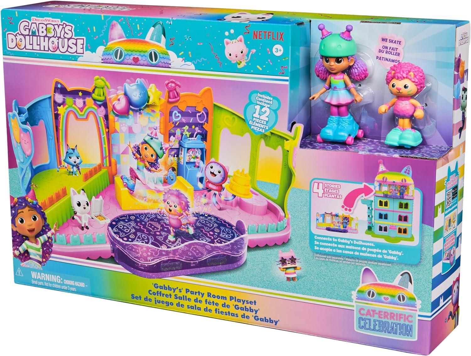 Gabby’s Dollhouse, Party Room Playset with Exclusive Toy Figures, Dollhouse Furniture, Accessories & Fidget Play, Kids Toys for Girls and Boys Ages 3+