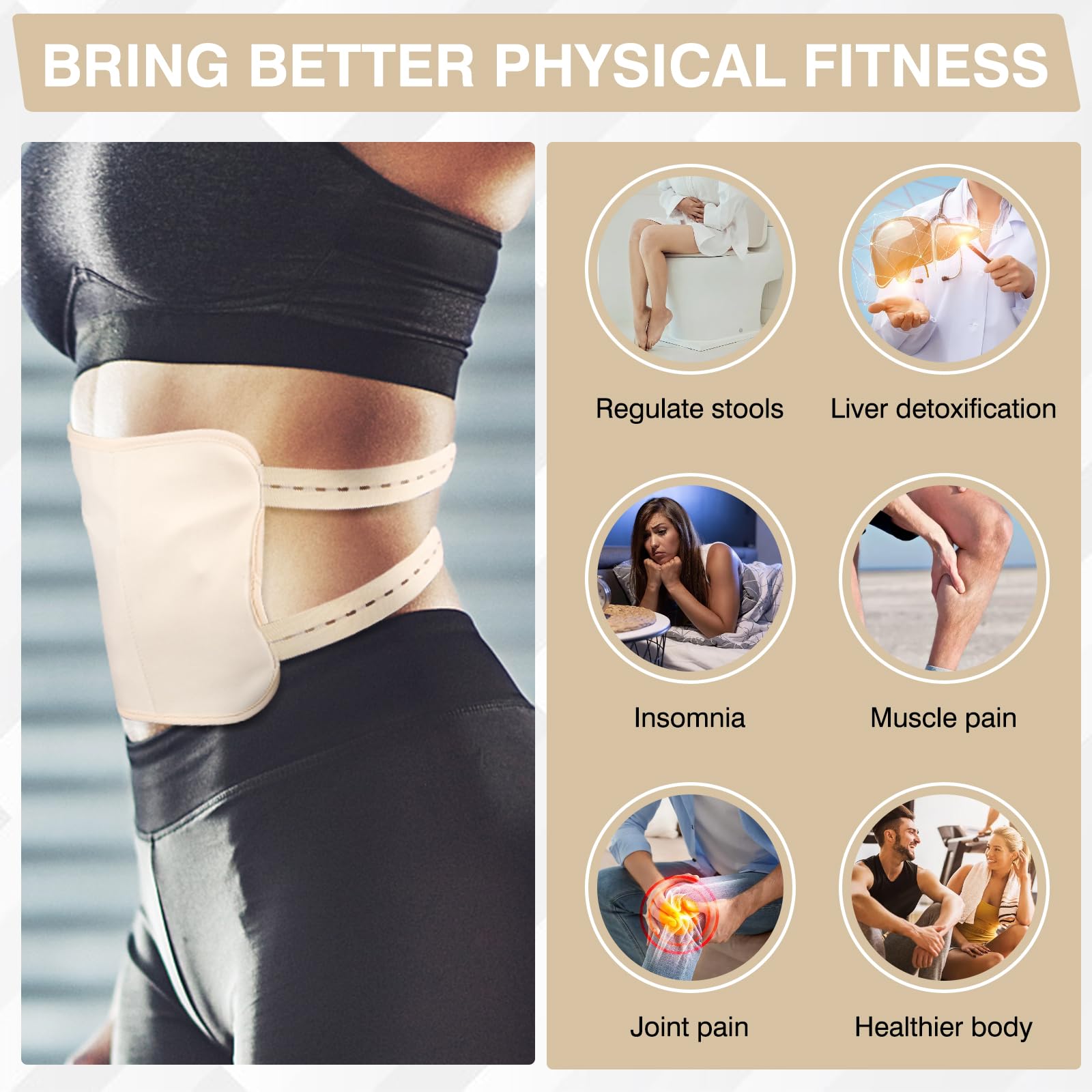 TORPNIA Castor Oil Pack, Adjustable Reusable Castor Oil Pack Wrap for Liver Detox, Castor Oil Pack Wrap for Stomach Less Mess, Elastic Strap Bamboo Cotton Machine Washable Anti Oil Leak 1pcs