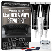 Black Leather Repair Kit, Vinyl Repair Kit for Car Seats, Couch, Boat, Sofa & Purse, Fix Scratch & Rip on Artificial, Faux, Genuine Leather, with Color Matching Guide & Super Easy Instructions