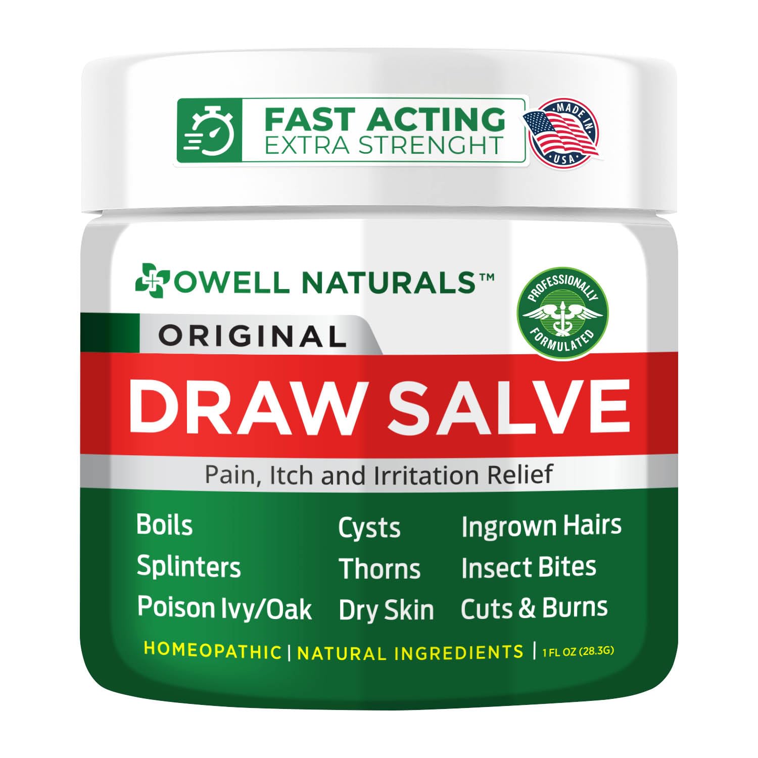 OWELL Naturals Drawing Salve Ointment for ingrown Hair, Boil & Cyst, Splinter Remover, Bug Spider Bites, bee Sting, Mosquito bite Itch, Poison Ivy, Flare, Hangnail