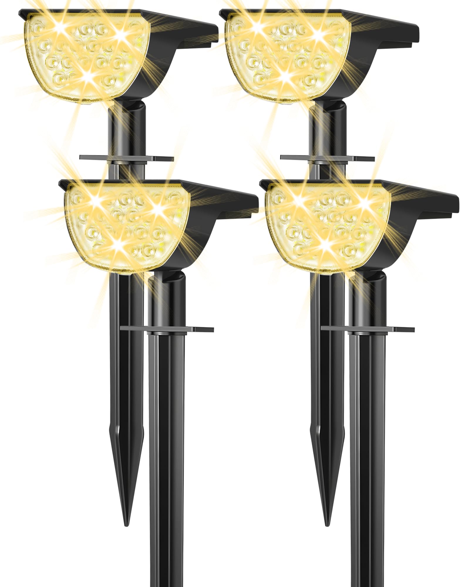 GKGG Solarleuchten Outdoor Wasserdicht IP65, 76 LED 3 Beleuchtungsmodi Solarstrahler Outdoor Garten Landschaft Weg (Warmweiß, 4 Stück)