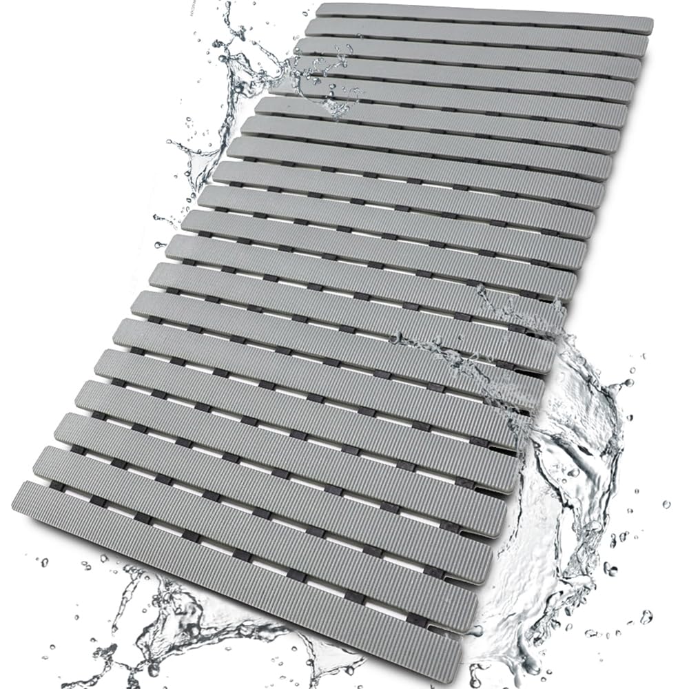 BEMISO BEMISO Duschmatte Rutschfeste Badewannenmatte mit Saugnäpfen und Ablauflöchern 70x40 cm Badematte für Wanne & Dusche. Schnell trocknend, leicht zuschneidbar, umweltfreundlich